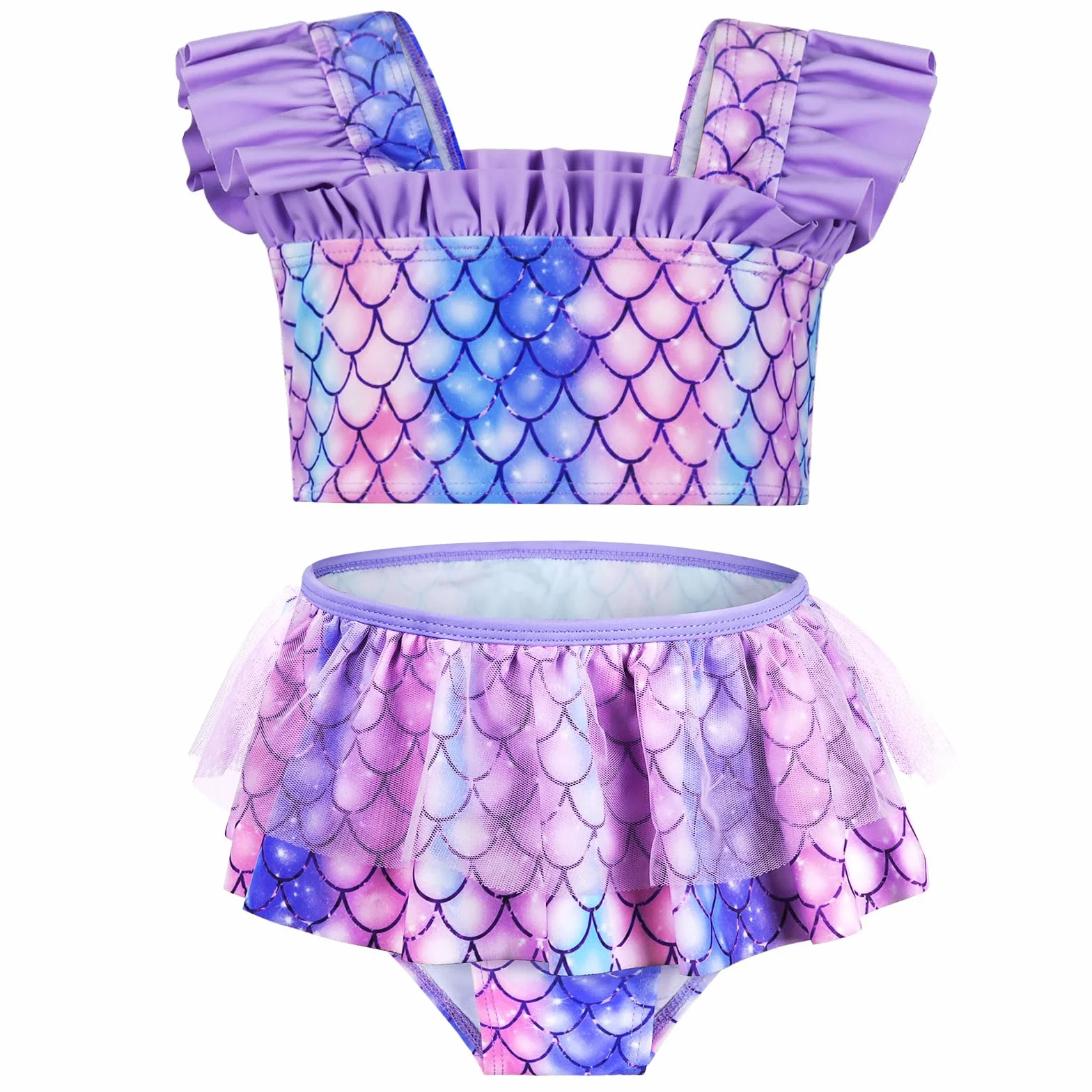 Aomig Dziewczęcy zestaw bikini dla dzieci, z falbankami, dwuczęściowy strój kąpielowy, bikini sportowe, top z wysokim stanem, spodnie bikini, letnie moda kąpielowa, plaża, surfing, basen, strój