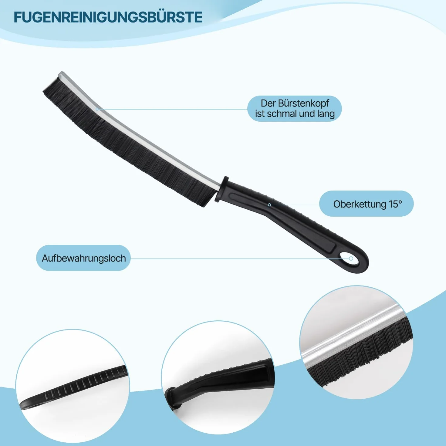 Dysza szczelinowa szczotka do czyszczenia płytek łazienkowych ssawka do fug aluminiowa podpórka pod kątem 15° 5 sztuk