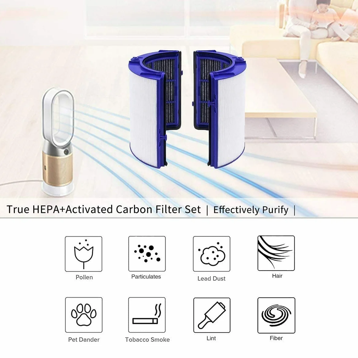 Filtr HEPA i węgiel drzewny kompatybilny z Dyson PH01, HP06, TP06, TP09, PH02, TP07, HP07, HP09