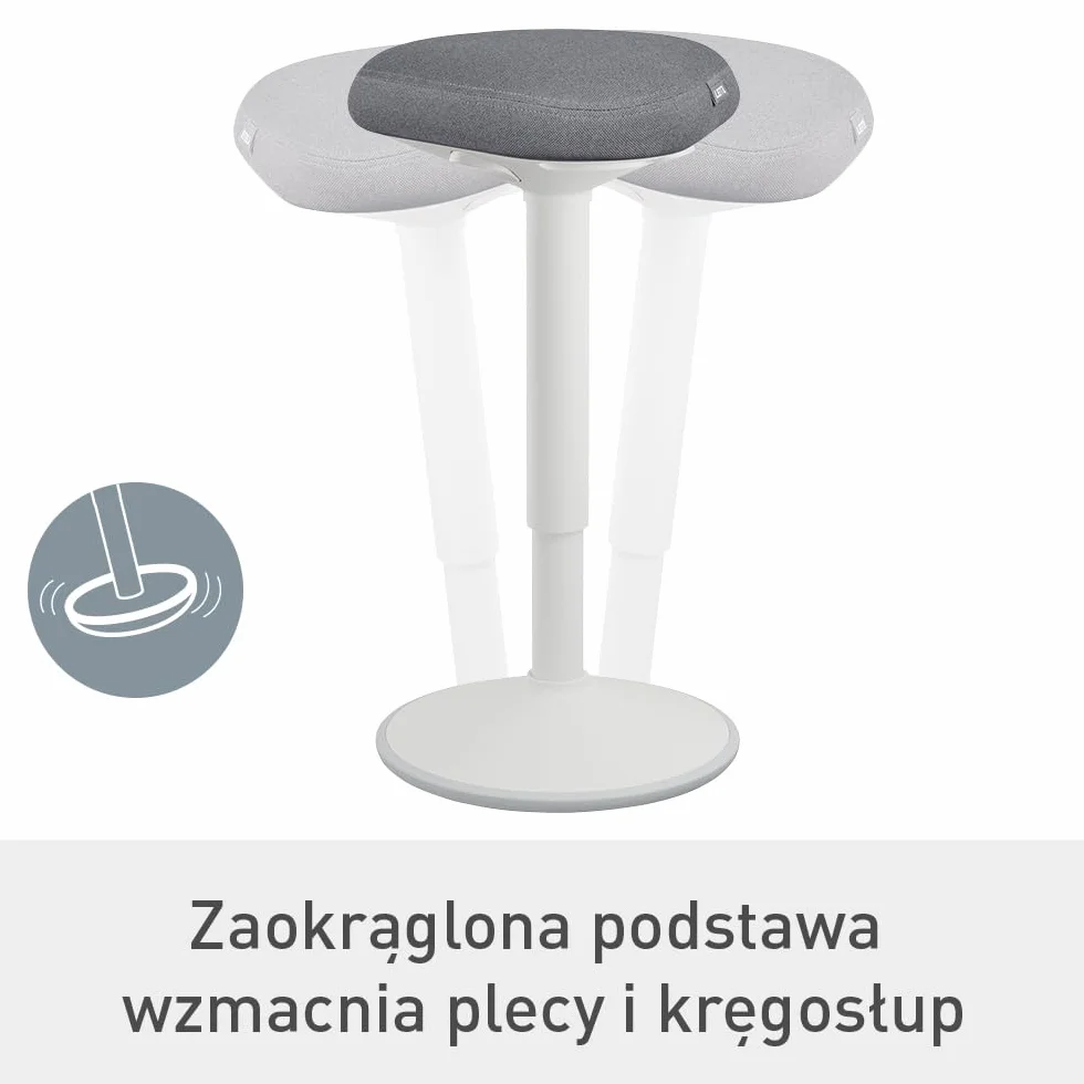 Stołek Leitz Ergo Active z Unikalną Komfortową Poduszką z Pianki o Podwójnej Gęstości, Regulowana Wysokość Od 57 do 82cm, Siedzisko w 100% z Recyklingu, Udźwig 110kg, Seria Ergo, Jasnoszary, 65450085