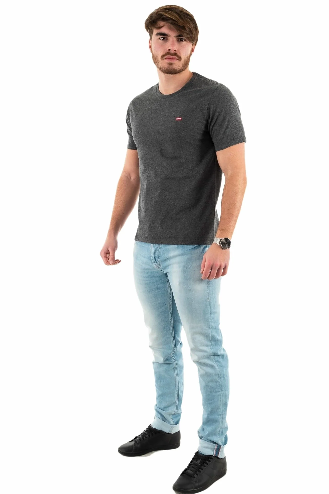 Levi's Mężczyźni Ss Original Housemark Tee T-Shirt, Dark Charcoal Heather Dkr, L