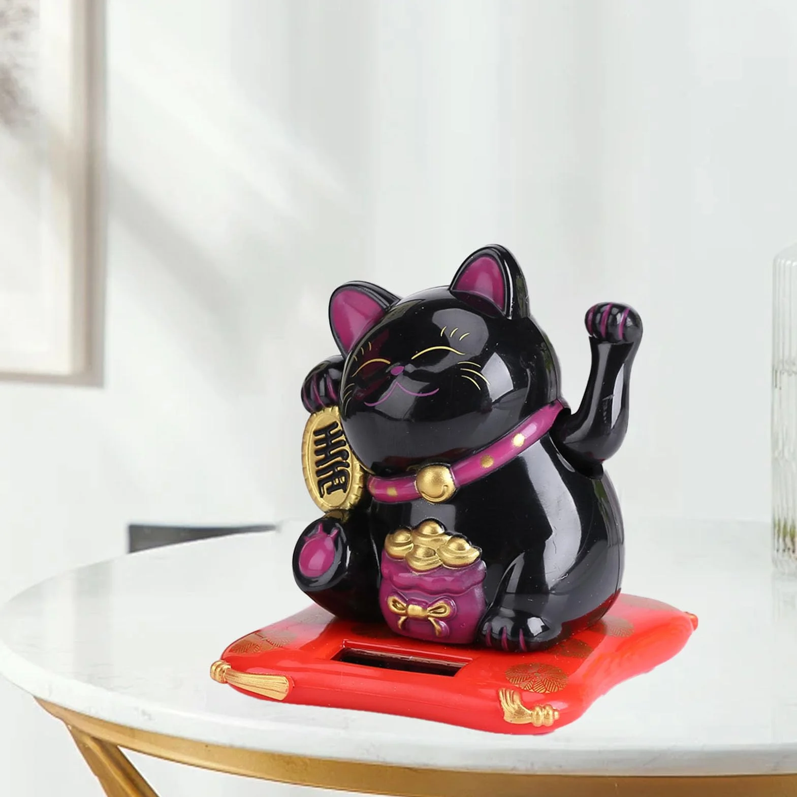 Maneki Neko machający kot, zasilany energią słoneczną, słodki kot, kot, szczęście, kot, powitalny kot, dekoracja do domu i samochodu, macha z tworzywa sztucznego