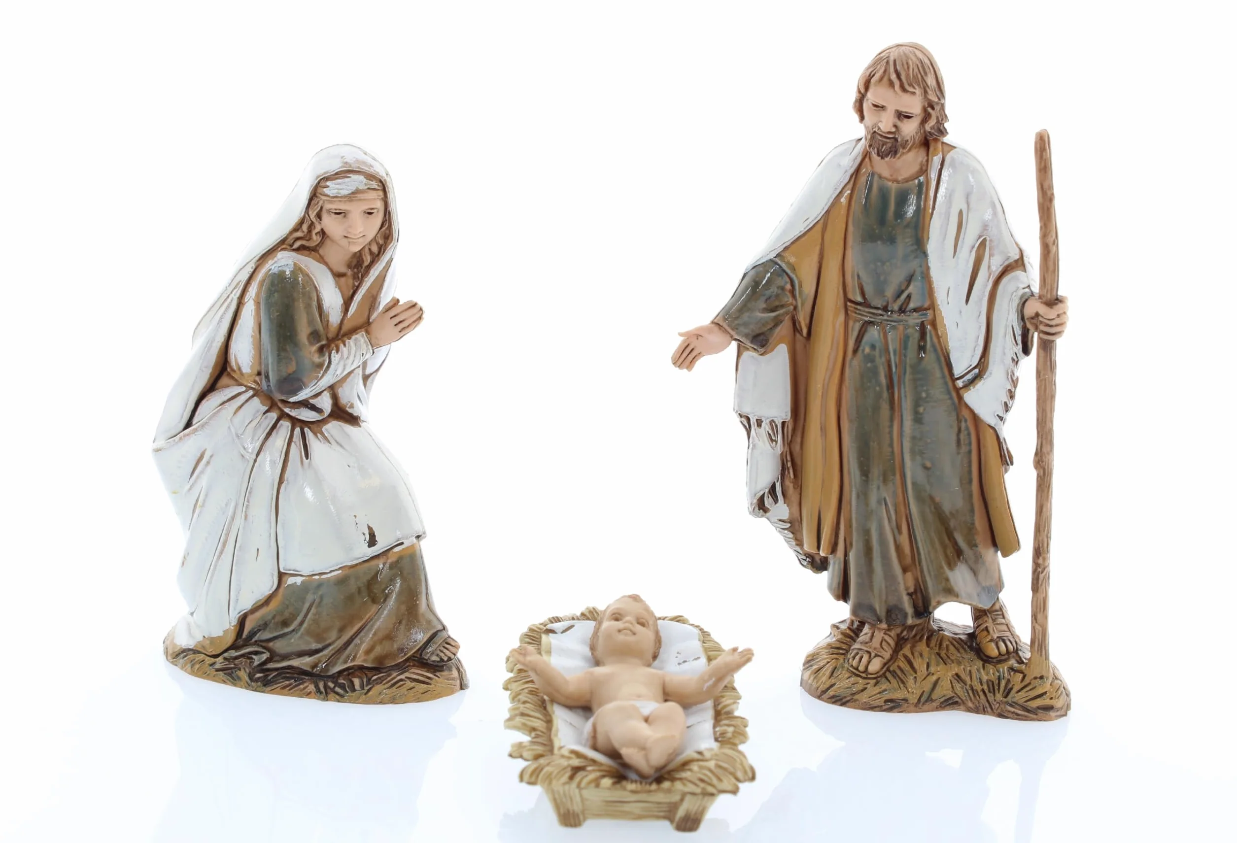 Moranduzzo Szopka bożonarodzeniowa 3 figurki do szopki 10 cm - STANDARD 10 cm - skala 1:20 - niezniszczalne ręcznie wykończone figurki, rzeźbiarz M. Landi, wyprodukowane we Włoszech