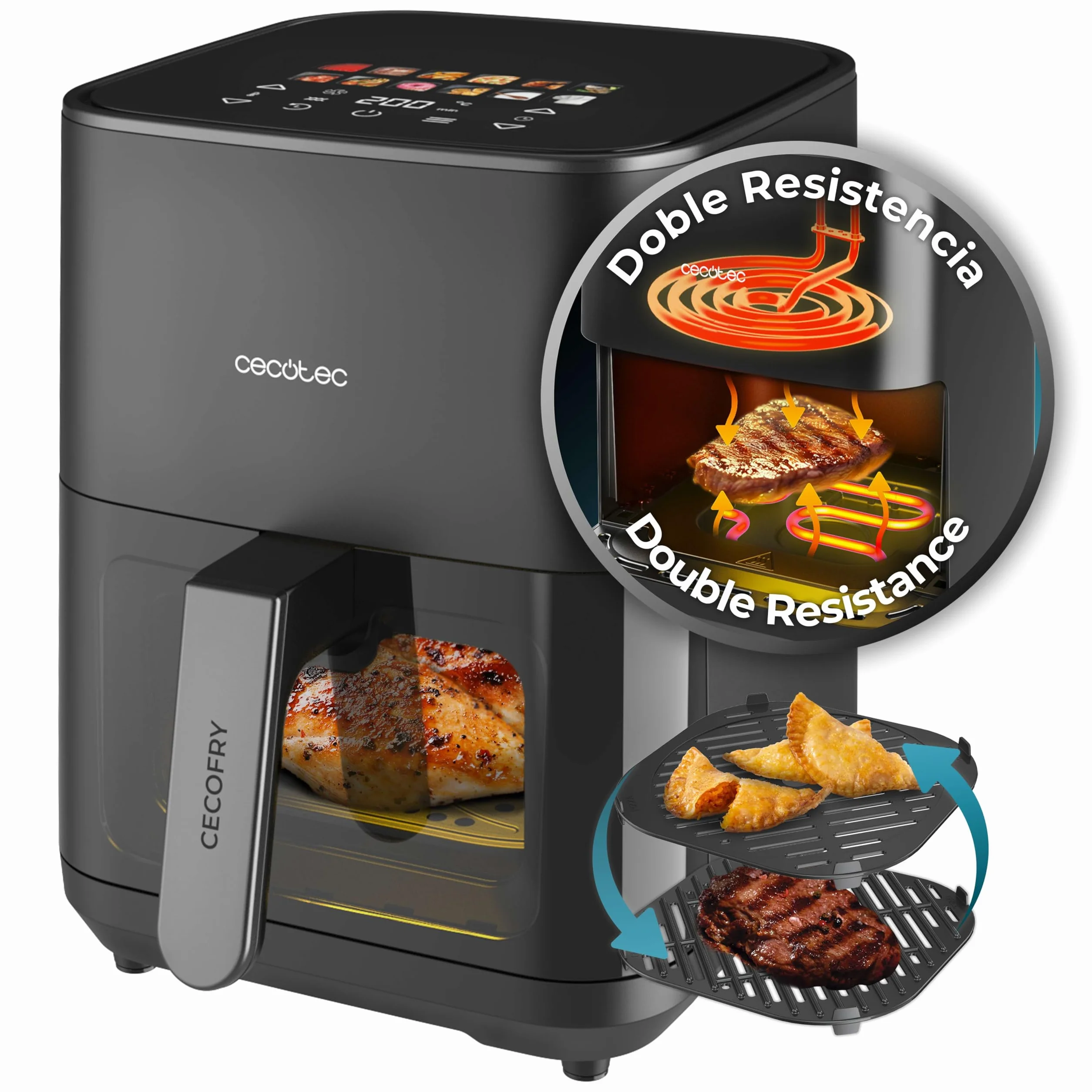 Cecotec Frytkownica na gorące powietrze Cecofry&Grill Duoheat 4000 4L 1900W 40-200°C 10 menu
