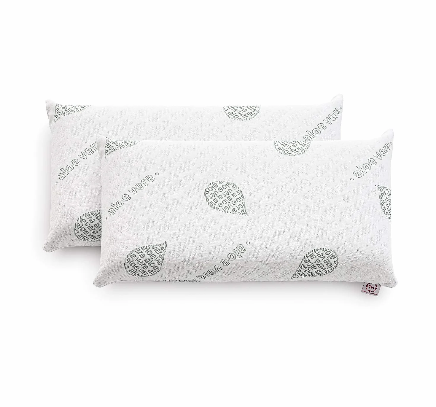 Textilhome - Opakowanie (2 sztuki) Poduszka z pianki memory - 70 cm - Ekologiczna tkanina Aloe Vera, 100% naturalny czysty rdzeń Visco - Podwójnie zapinana na zamek. Adaptacyjna termoregulacja.