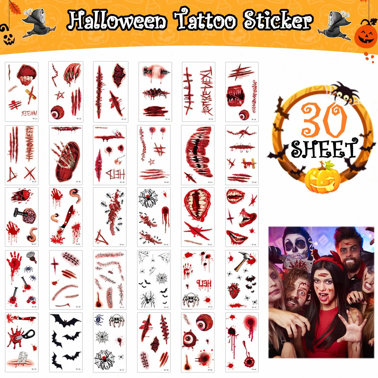Likesing 5 par skarpet zima Halloween 30 liści tatuaż twarz naklejki tymczasowe blizny kobiety mężczyźni skarpety termiczne bieganie śmieszne kolorowe skarpetki akcesoria prezenty
