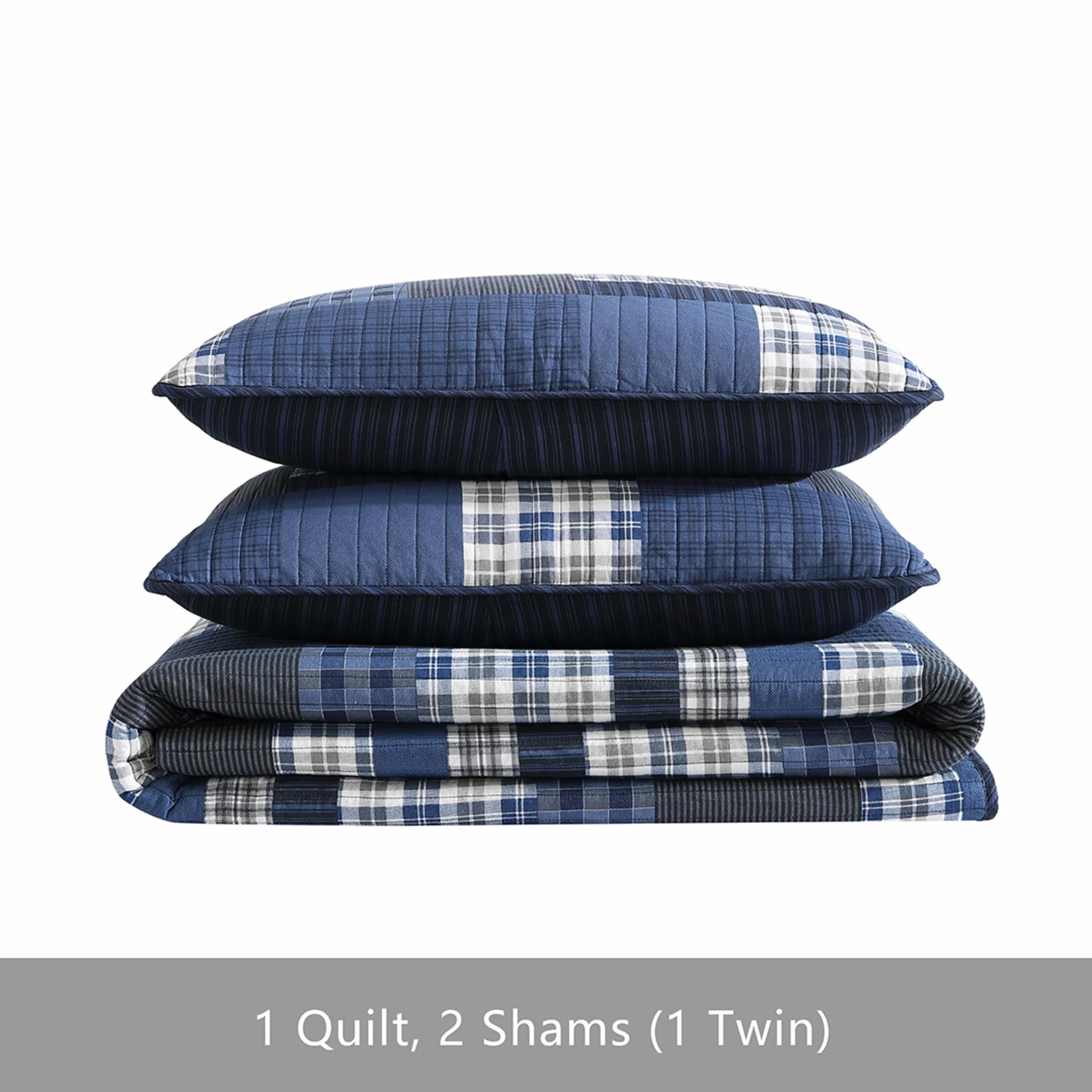Eddie Bauer Bawełniana Dwustronna Narzuta na Łóżko z Pokrowcem 2-częściowy Twin Blue