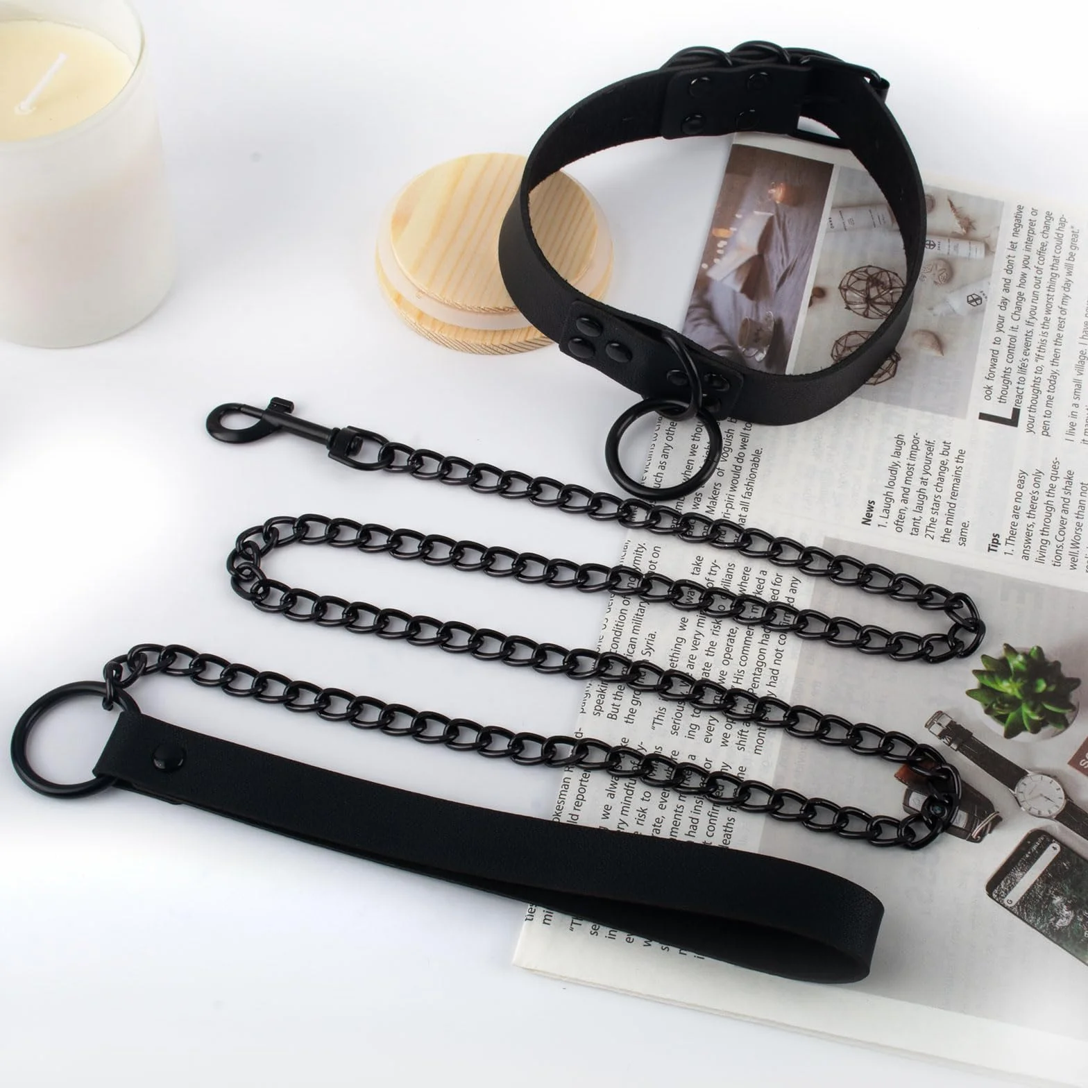 Czarny choker punkowy ze skóry PU z łańcuszkiem O-ring dla mężczyzn i kobiet, seksowny gotycki choker, regulowany, Halloween Cosplay