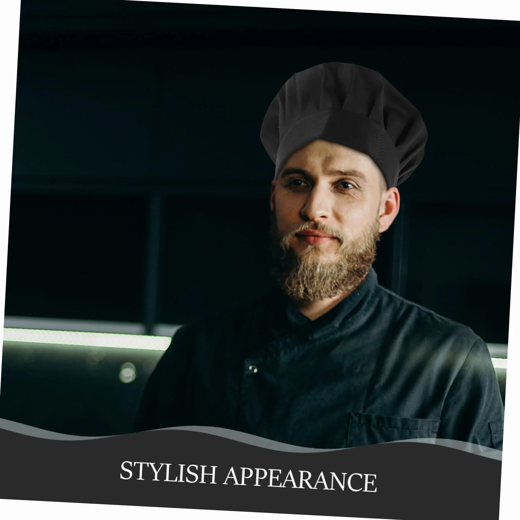 COLLBATH 2pcs Chef Hat Cook Cape Unisex Chef Hats Kitchen Kotelowa Czapka Oddychana Czaszki Czapki Czapki Kuchenne Czapki Cateringowe Dla Mężczyzn Kobiety Czarne