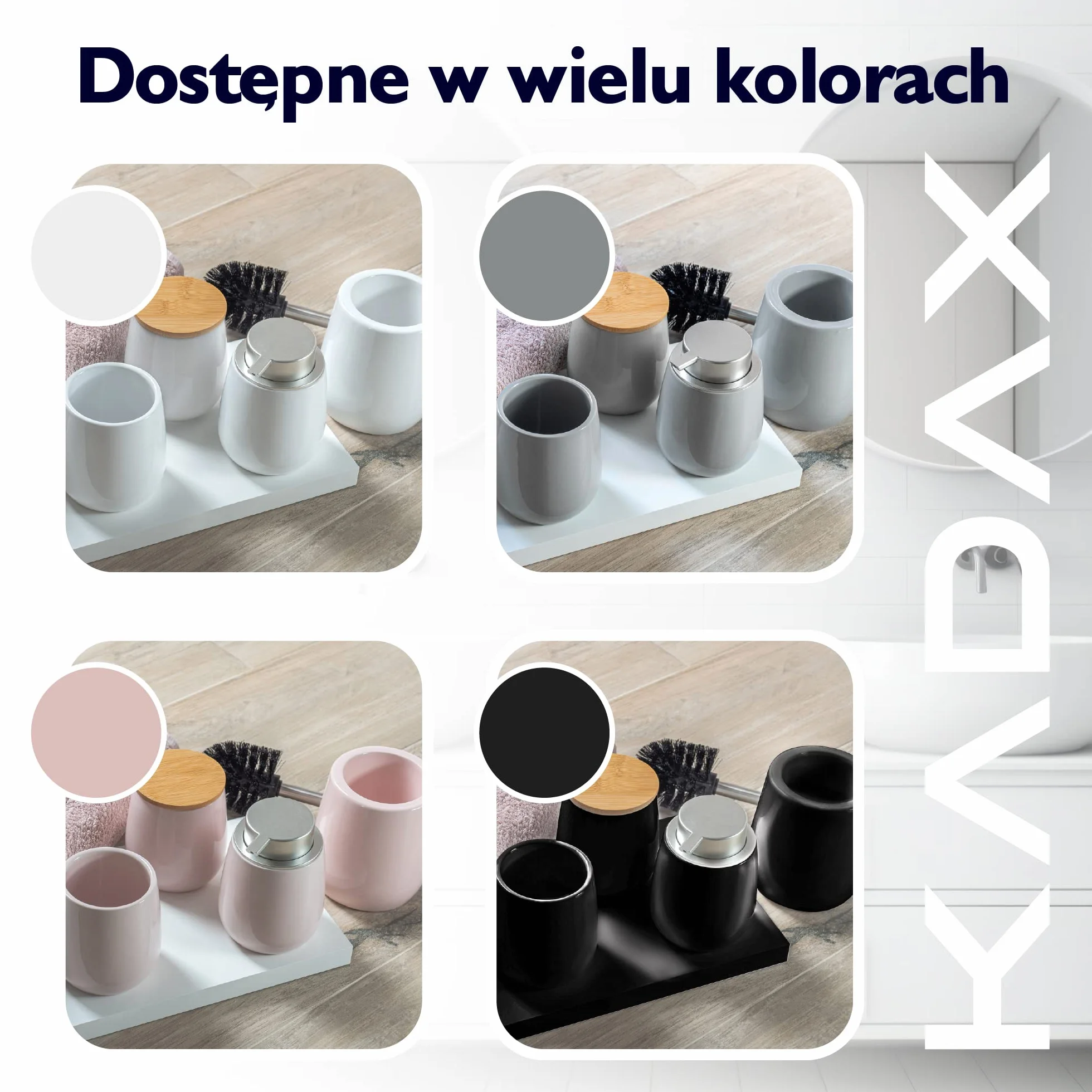 KADAX Pojemnik łazienkowy ceramiczny biały z bambusową pokrywką, szczelne zamknięcie ogranicza wilgoć, zmywalna powierzchnia, na waciki kosmetyczne, patyczki i drobiazgi do łazienki