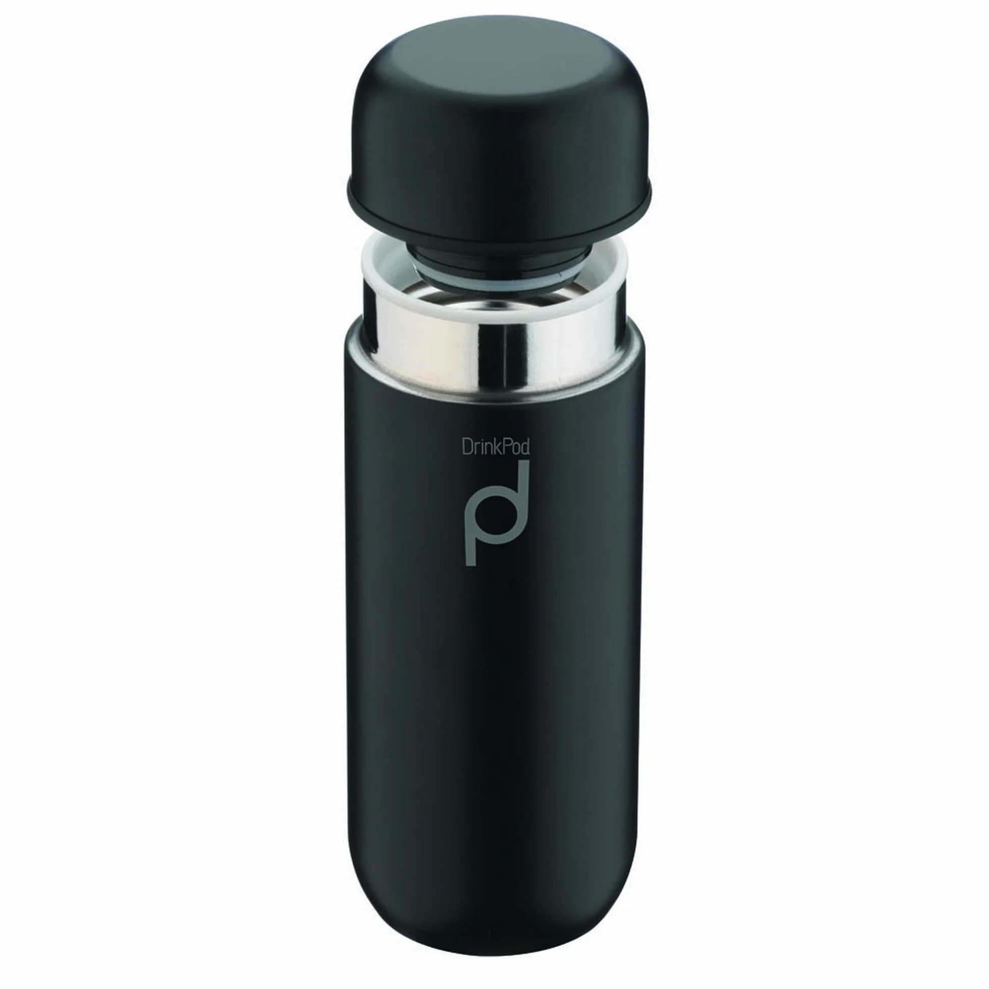 Drink Pod Izolowana próżniowo butelka na kapsułkę, stal nierdzewna, czarna, 200 ml