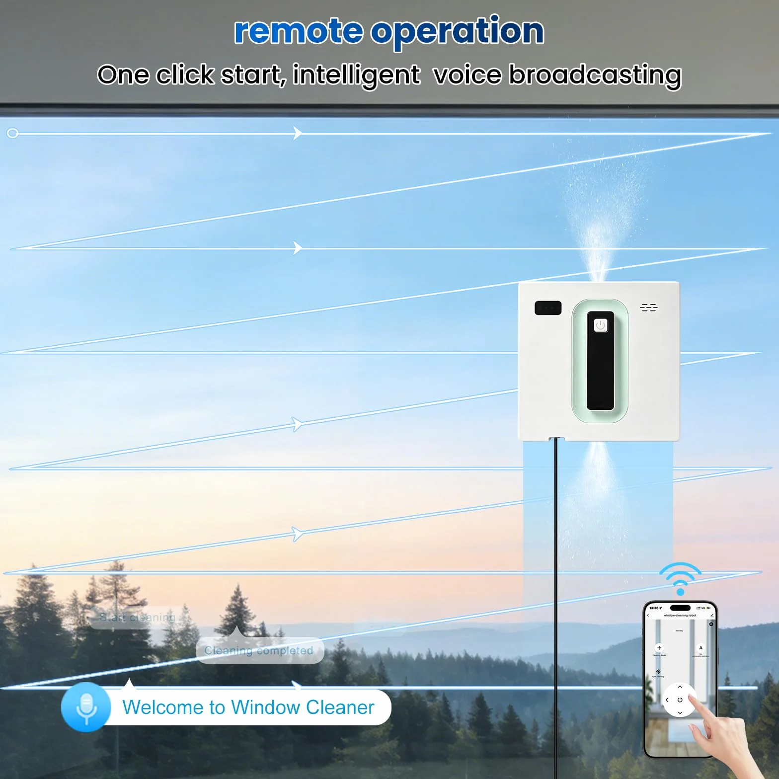 Robot do czyszczenia okien kwadratowy silnik bezszczotkowy podwójny strumień wody UPS 650 mAh