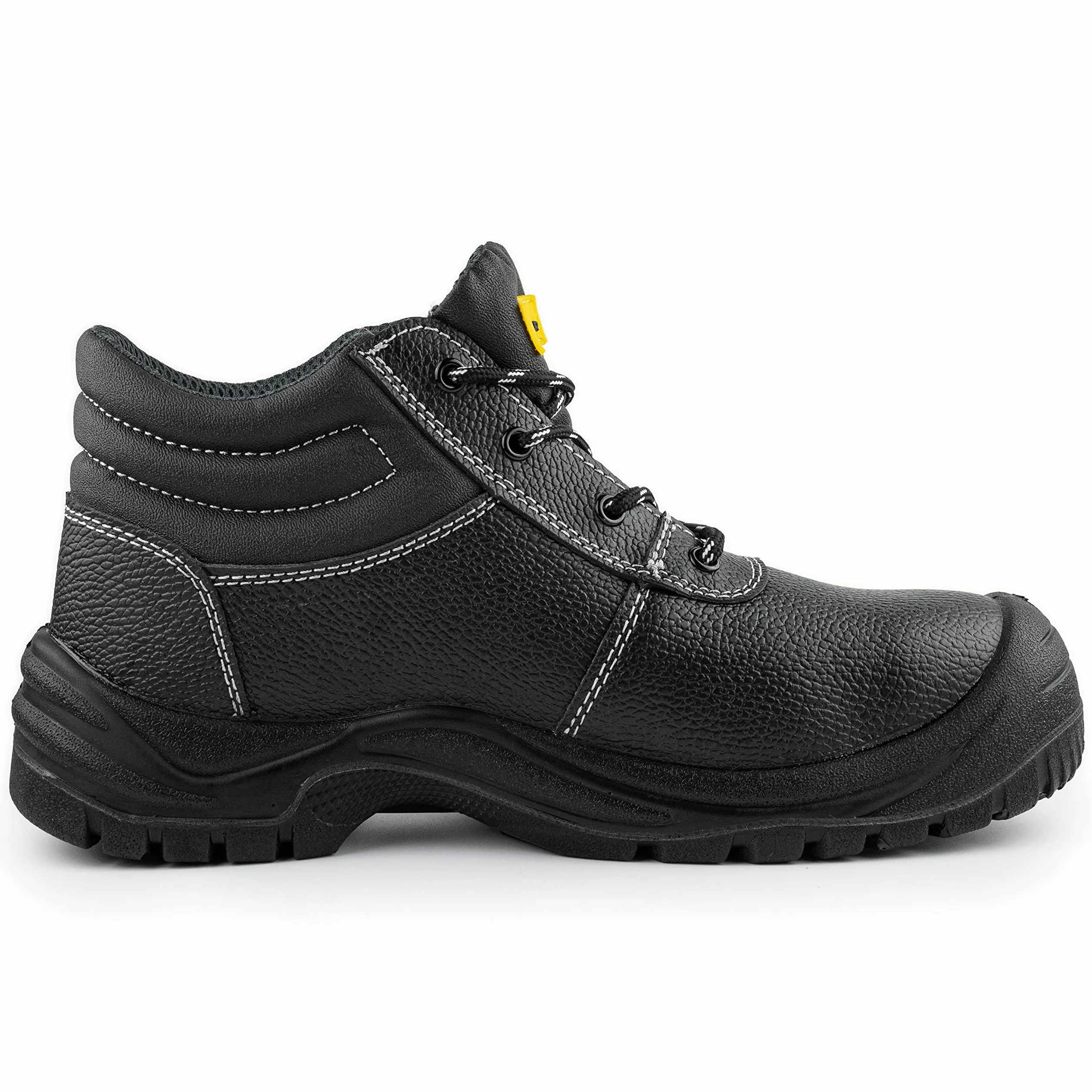 Męskie Buty Ochronne Buty Robocze Skórzane Stalowy Nosek Lekkie Obuwie S3 SRC Black Hammer 1400 Czarne