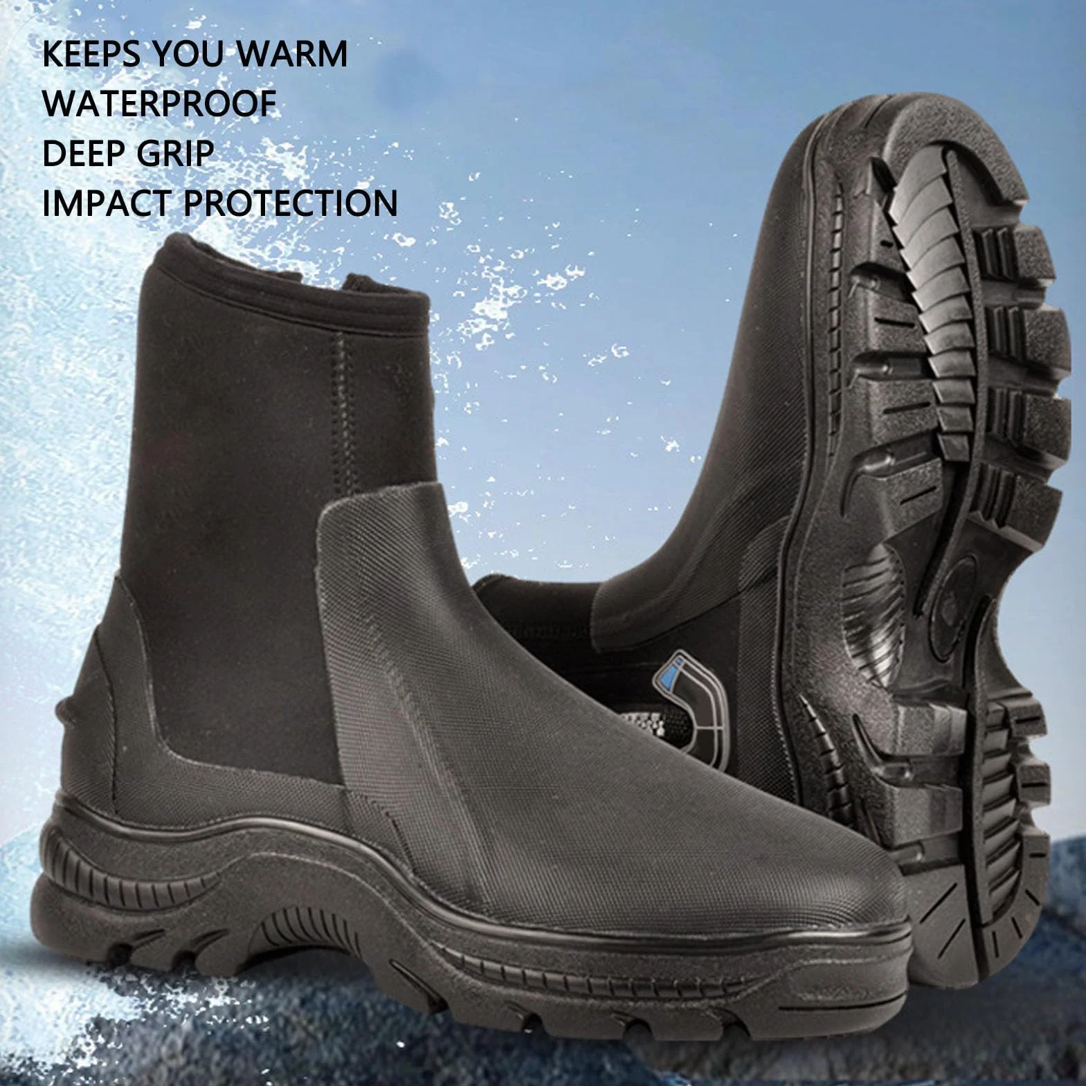 RiToEasysports Neoprenowe buty do nurkowania, zamek unisex o grubości 5 mm Buty do wody do uprawiania sportów wodnych i nurkowania z rurką (rozmiar 9)