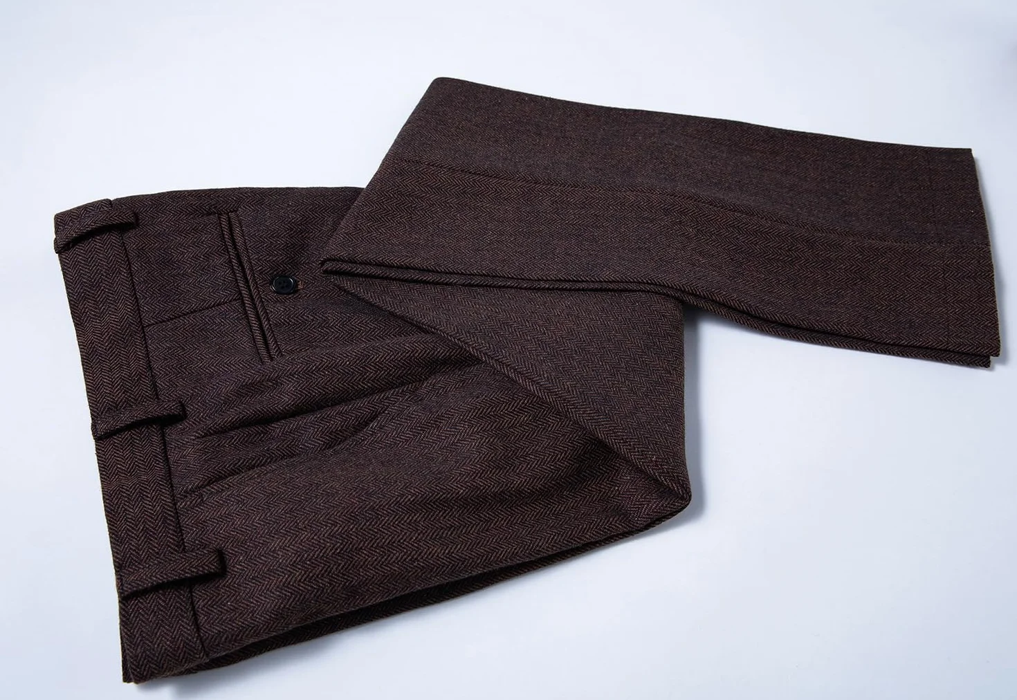 Tuikayoo Męskie spodnie tweed w jodełkę gruba wełna plisowana przód sukienka garnitur spodnie retro