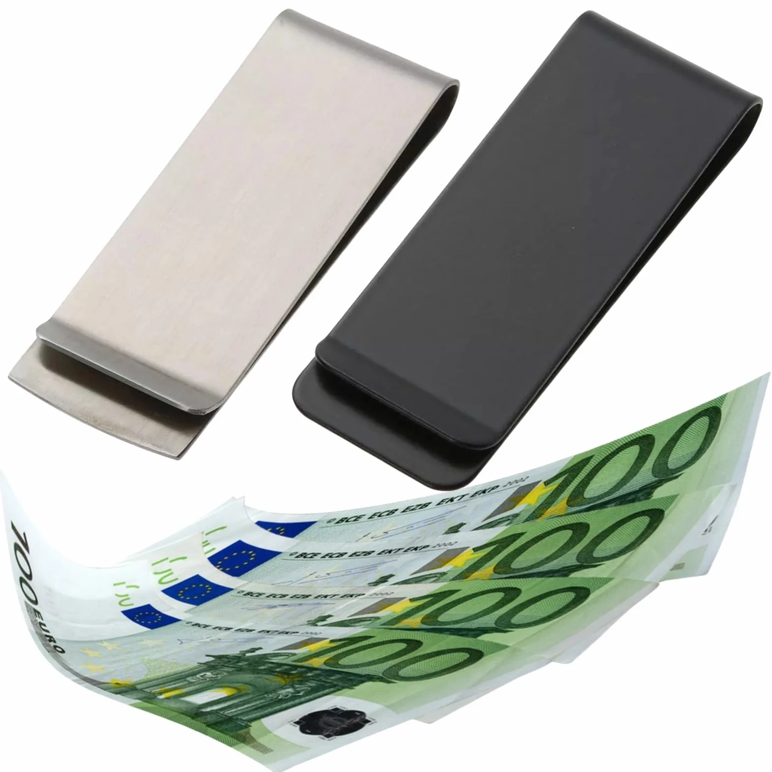 Klips do banknotów ze stali nierdzewnej, klips do banknotów ze stali nierdzewnej, męski klips do banknotów, cienki metalowy klips na pieniądze, do rachunku z klipsem na karty pieniężne, Czarny, 1 EU