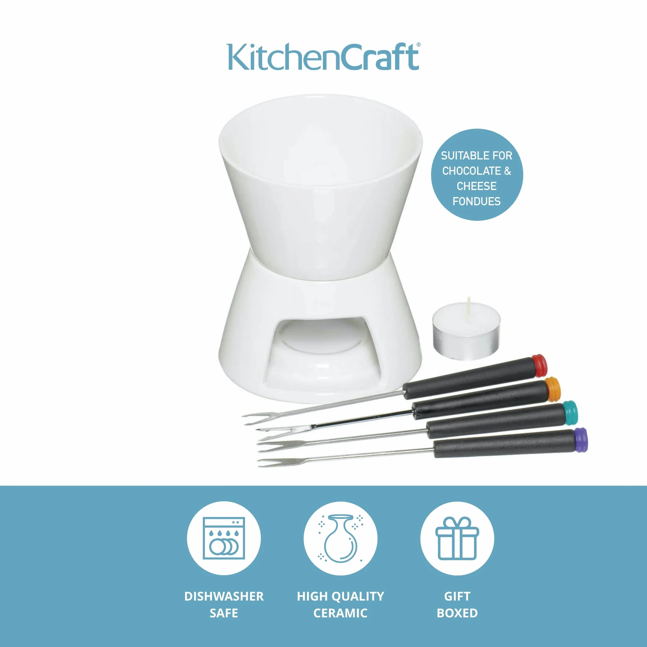 KitchenCraft Zestaw do Fondue Czekoladowy Pudełko Upominkowe Biały
