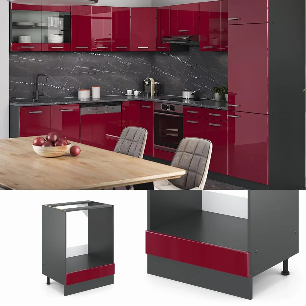 Vicco Szafka kuchenna R-Line Czerwony połysk 60 cm BP Dąb
