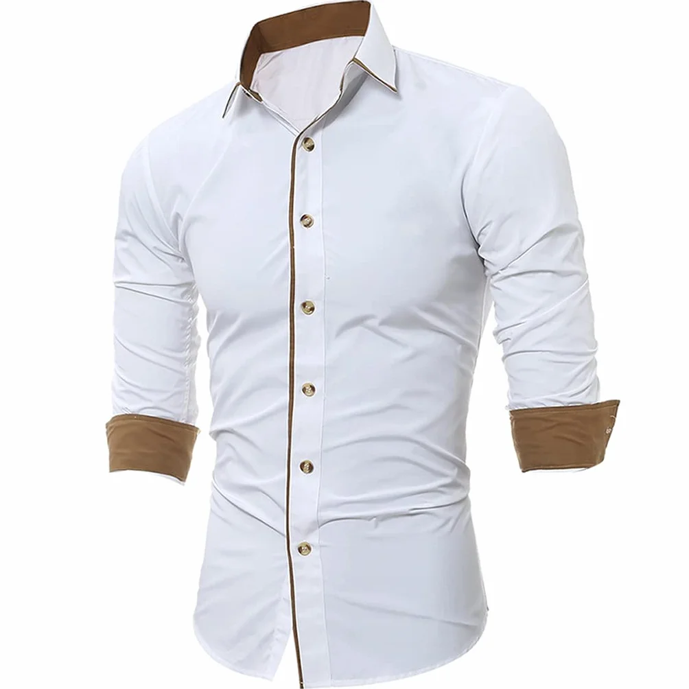 Koszule męskie Slim Fit Koszula męska z długim rękawem, brytyjska bawełniana koszula męska do biura (kolor: biały, rozmiar: kod XXXL)