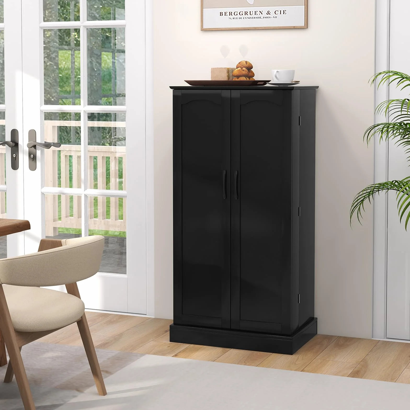COSTWAY Szafka kuchenna z 2 drzwiami i 6 regulowanymi półkami 60x40x120 cm czarna