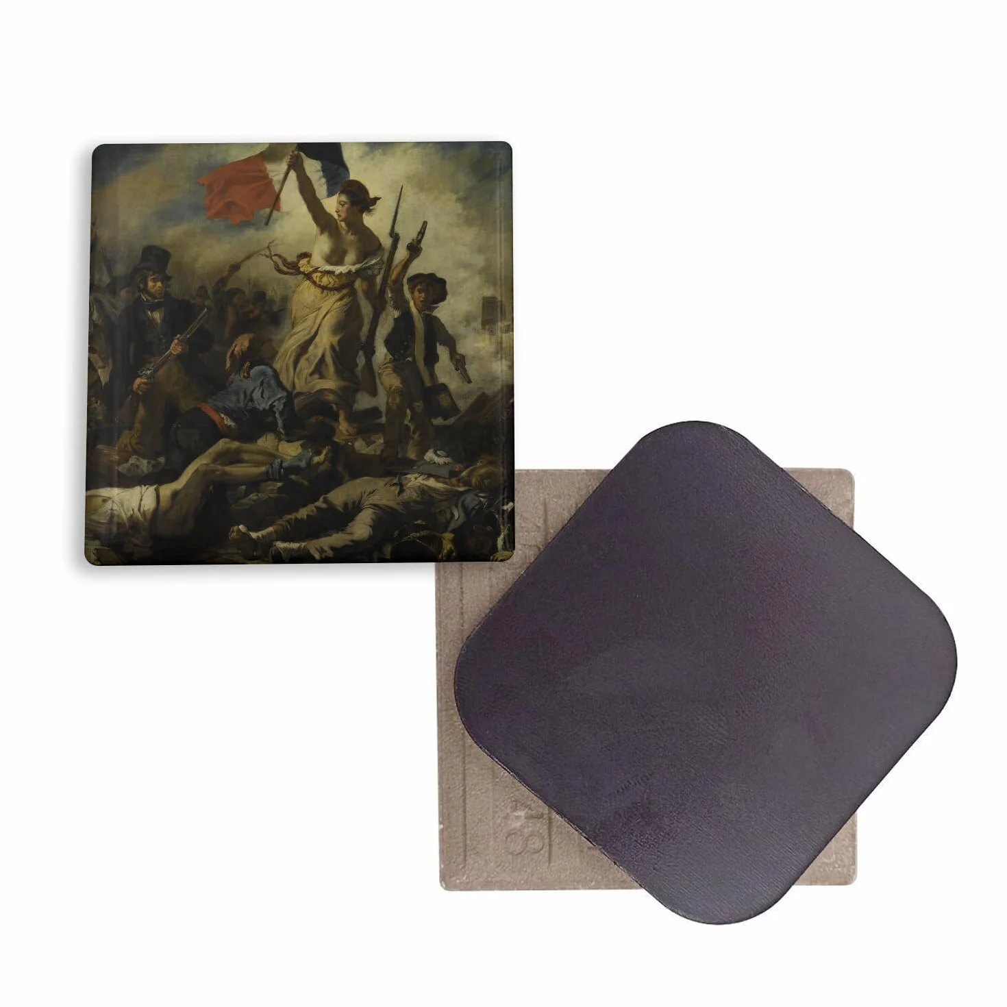 Eugene Delacroix La Liberte prowadzący lud rewolucję magnes na lodówkę 5x5cm ceramiczny kwadratowy