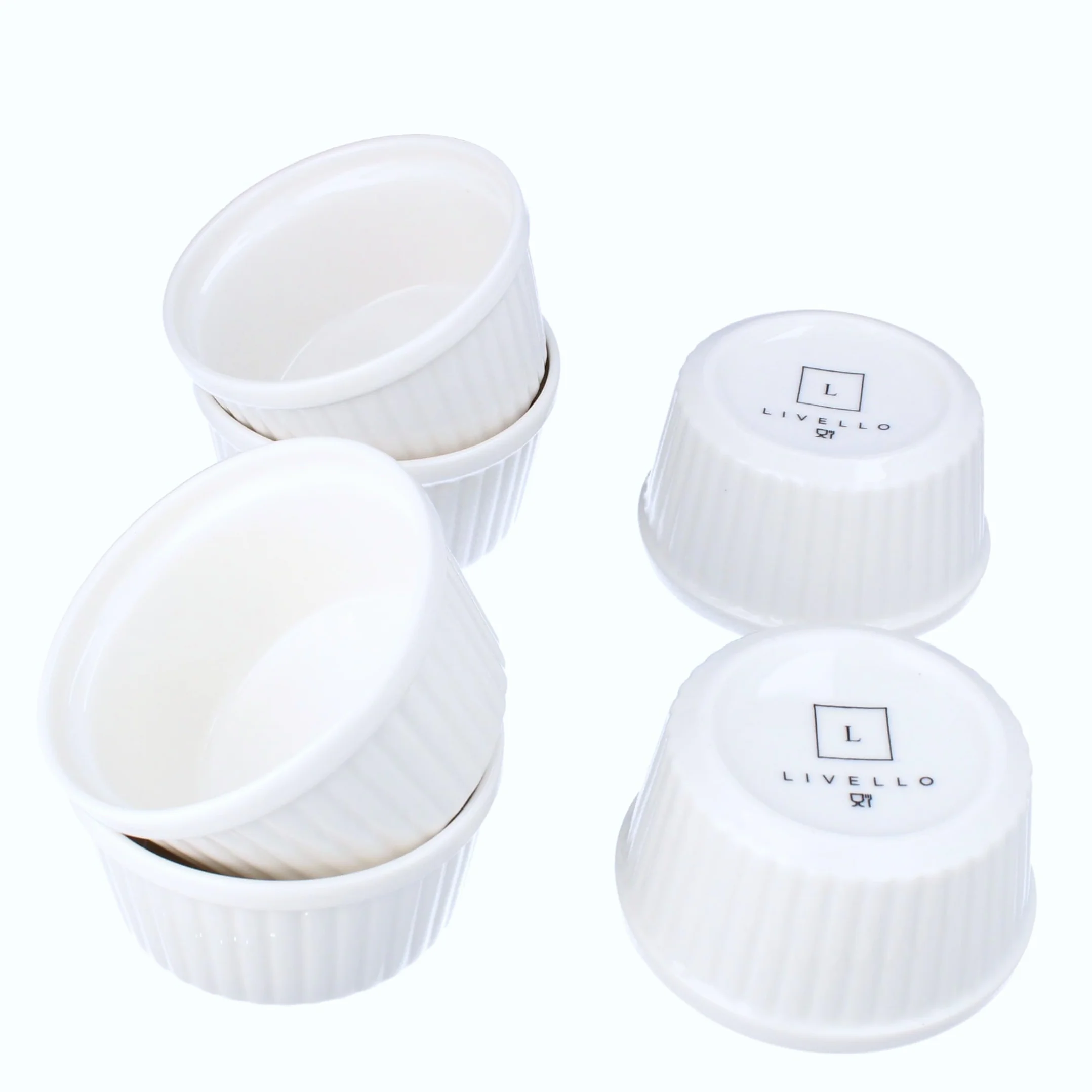 LIVELLO Stromboli Zestaw 6 Kokilek Porcelanowych 180 ml Żaroodporne Ramekiny do Zapiekania