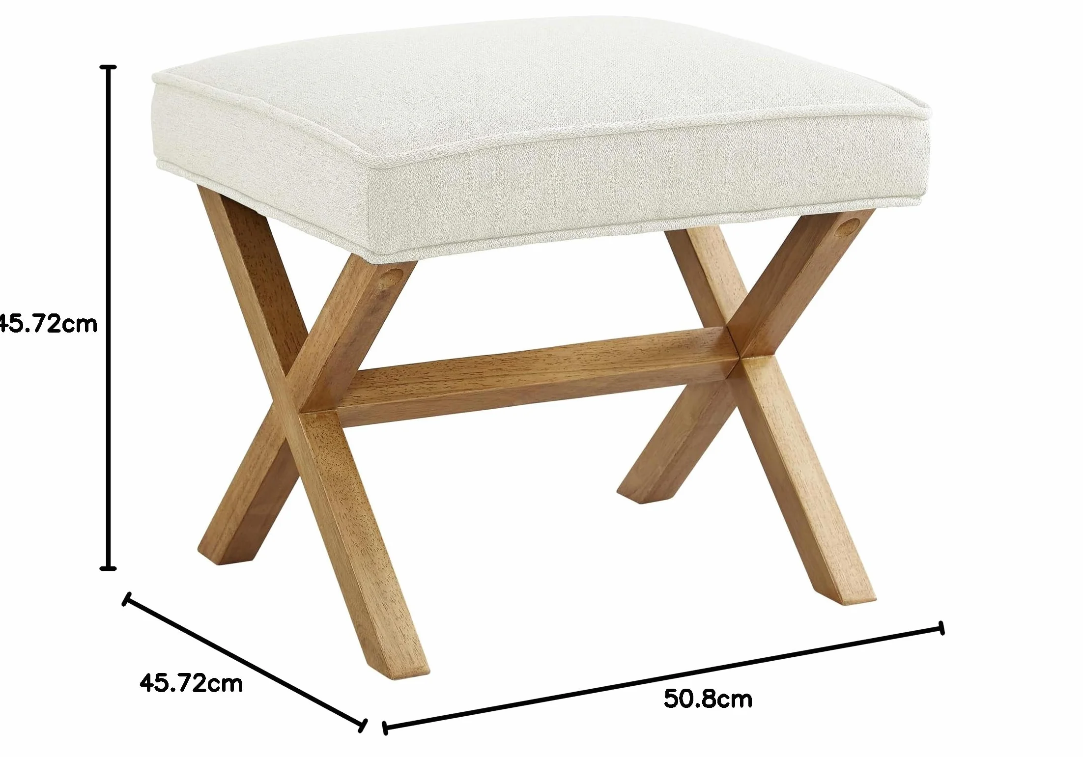 Amazon Basics prostokątne nowoczesne wzornictwo w kształcie litery X-Design, z połowy wieku, lniany taboret, szerokość 50,8 cm, kolor kości słoniowej