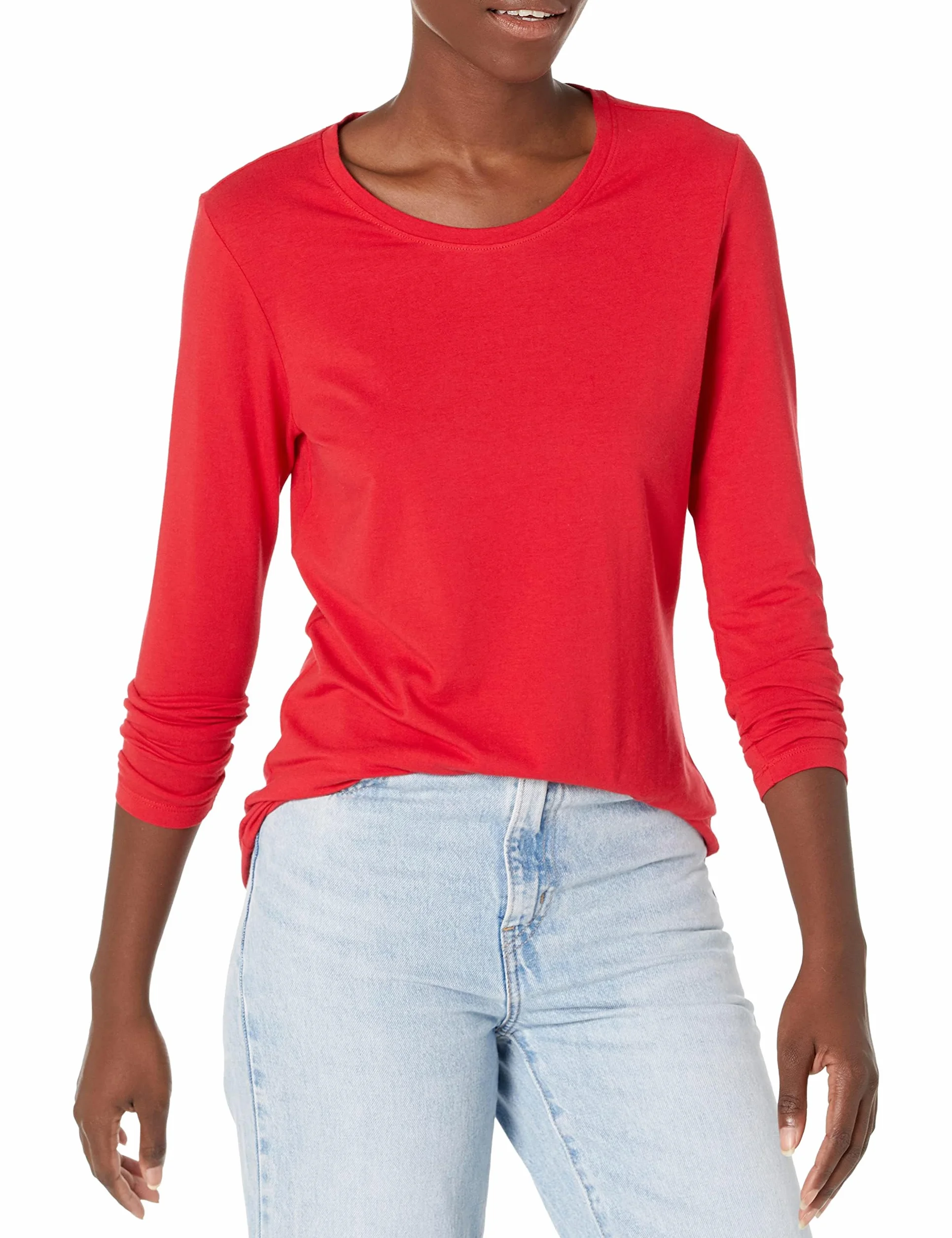 Amazon Essentials Kobiety Koszulka z długim rękawem i okrągłym dekoltem classic fit (dostępna w wersji Plus Size)