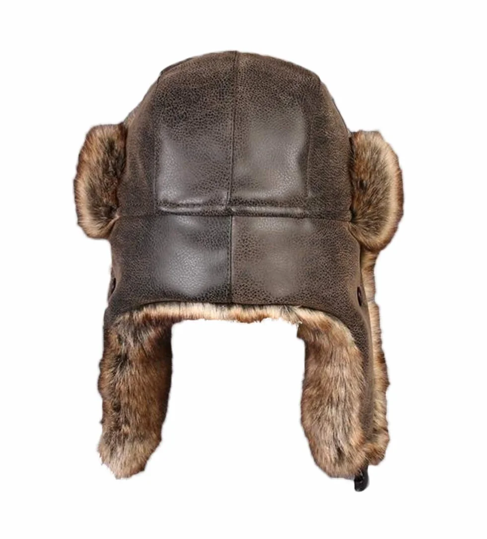 Insun Unisex czapka zimowa czapka lotnicza czapka traperska ze sztucznej skóry czapka futrzana męska czapka rosyjska