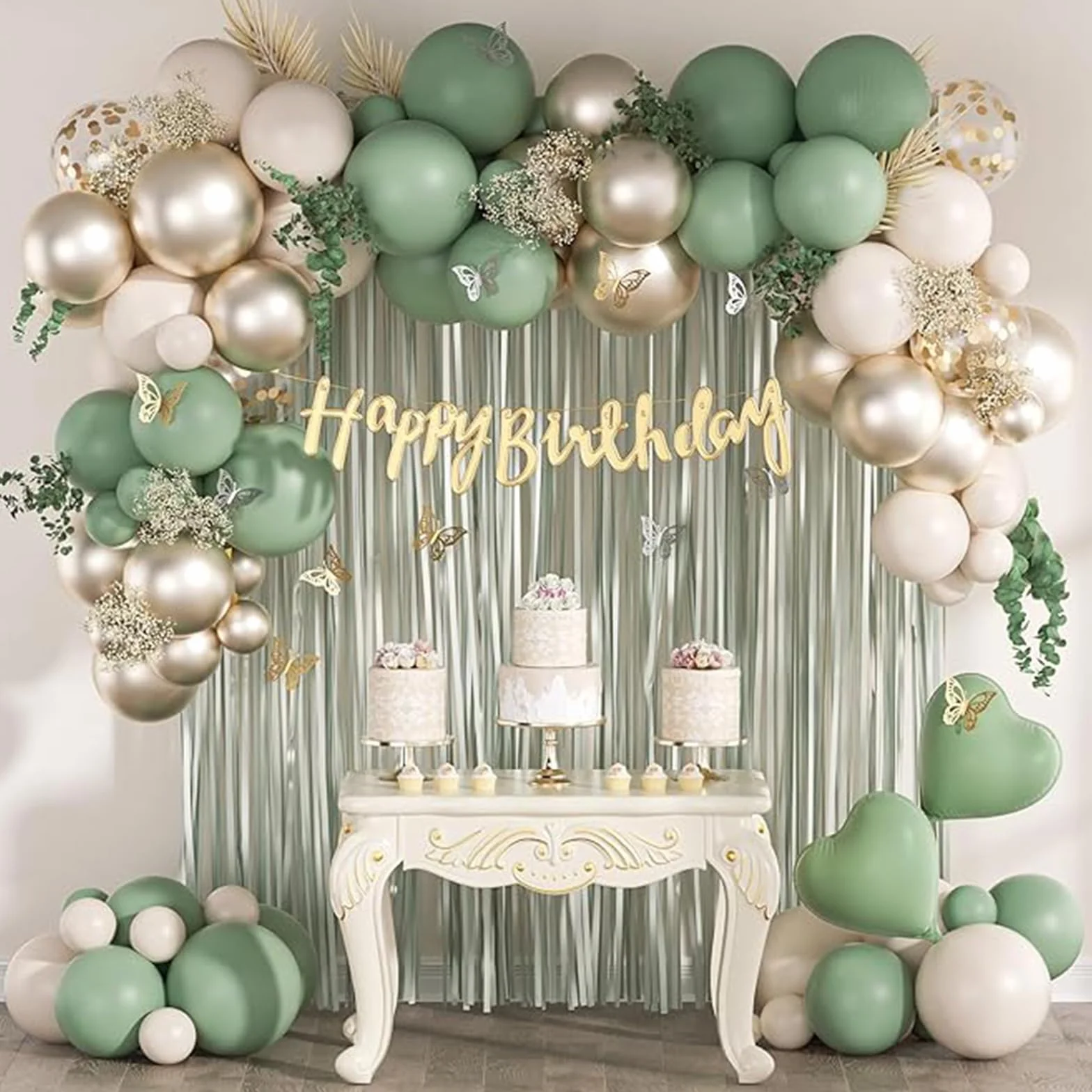 Zielone zasłony z brokatem 3.2ftx6.5ft Folia Party Dekoracje Glitter tło drzwi Streamers Halloween