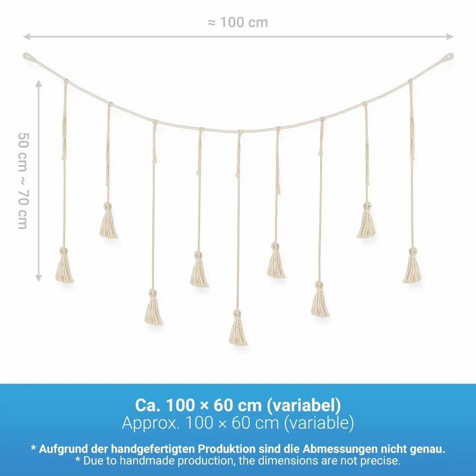 ecooe Linka do Zdjęć z Frędzlami Ramki do Zdjęć Dekoracja Ścienna Zestaw 100x60cm