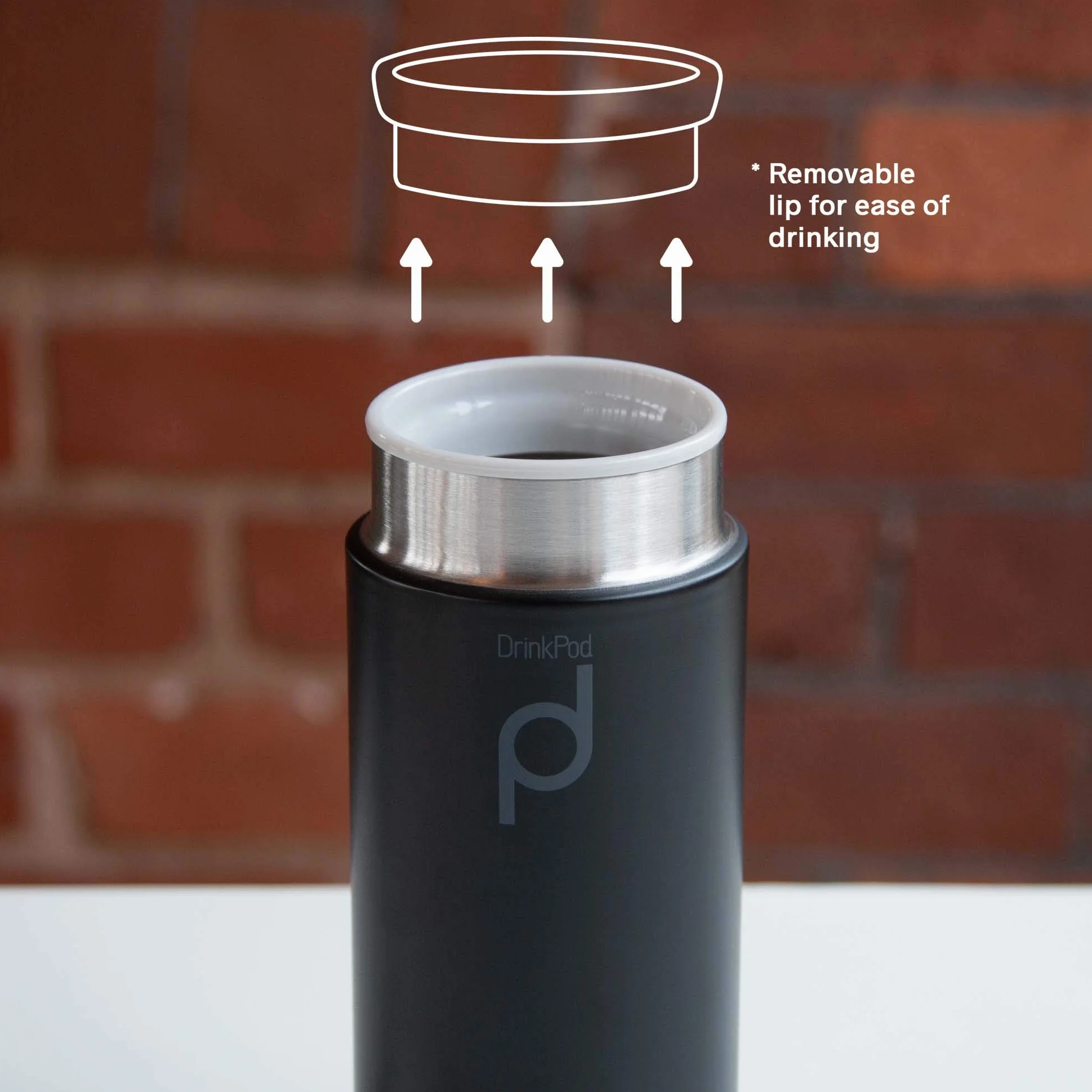 Drink Pod Izolowana próżniowo butelka na kapsułkę, stal nierdzewna, czarna, 200 ml
