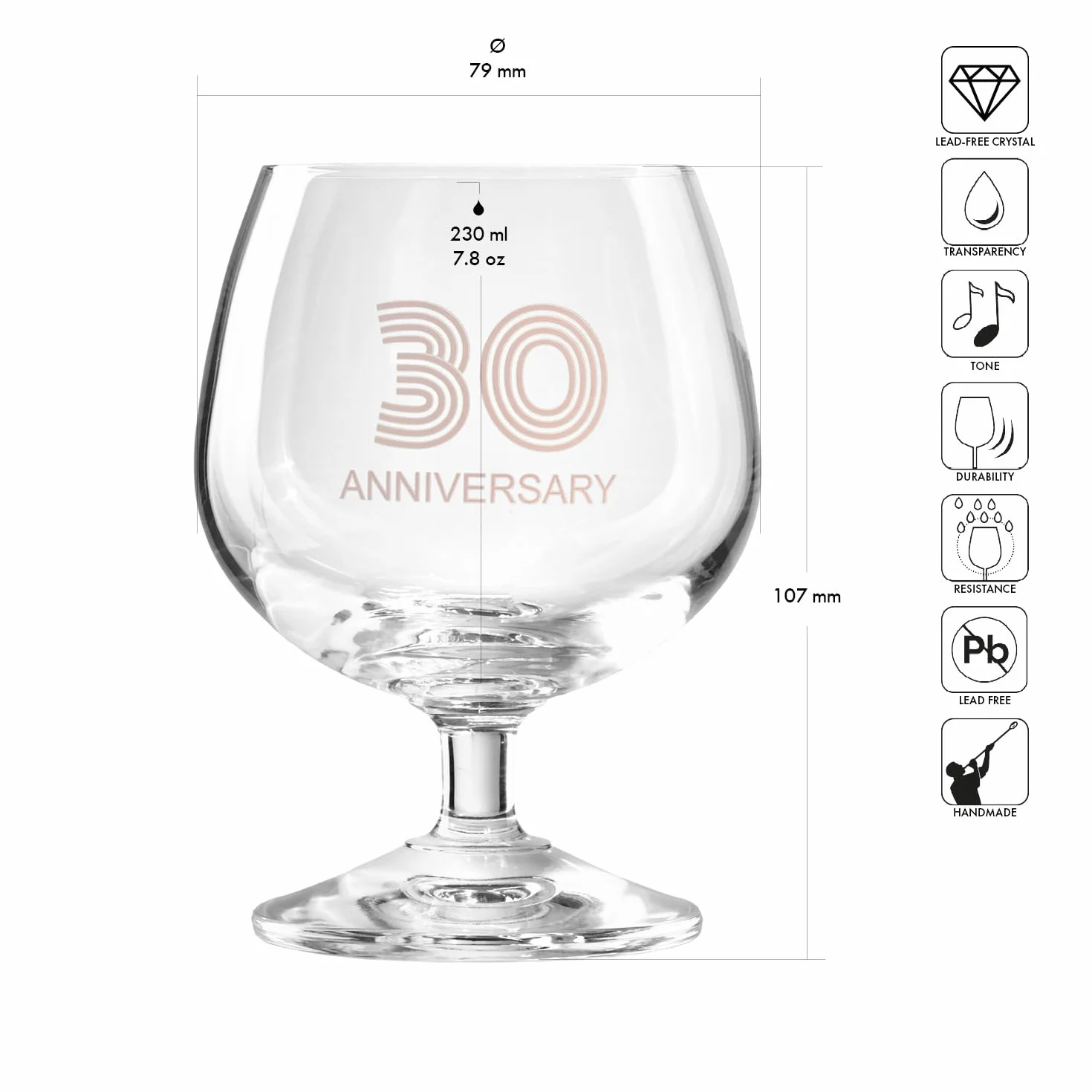 KROSNO Kieliszek Rocznicowy 30 Anniversary 230 ml 1 szt. Szkło Kryształowe Bezołowiowe