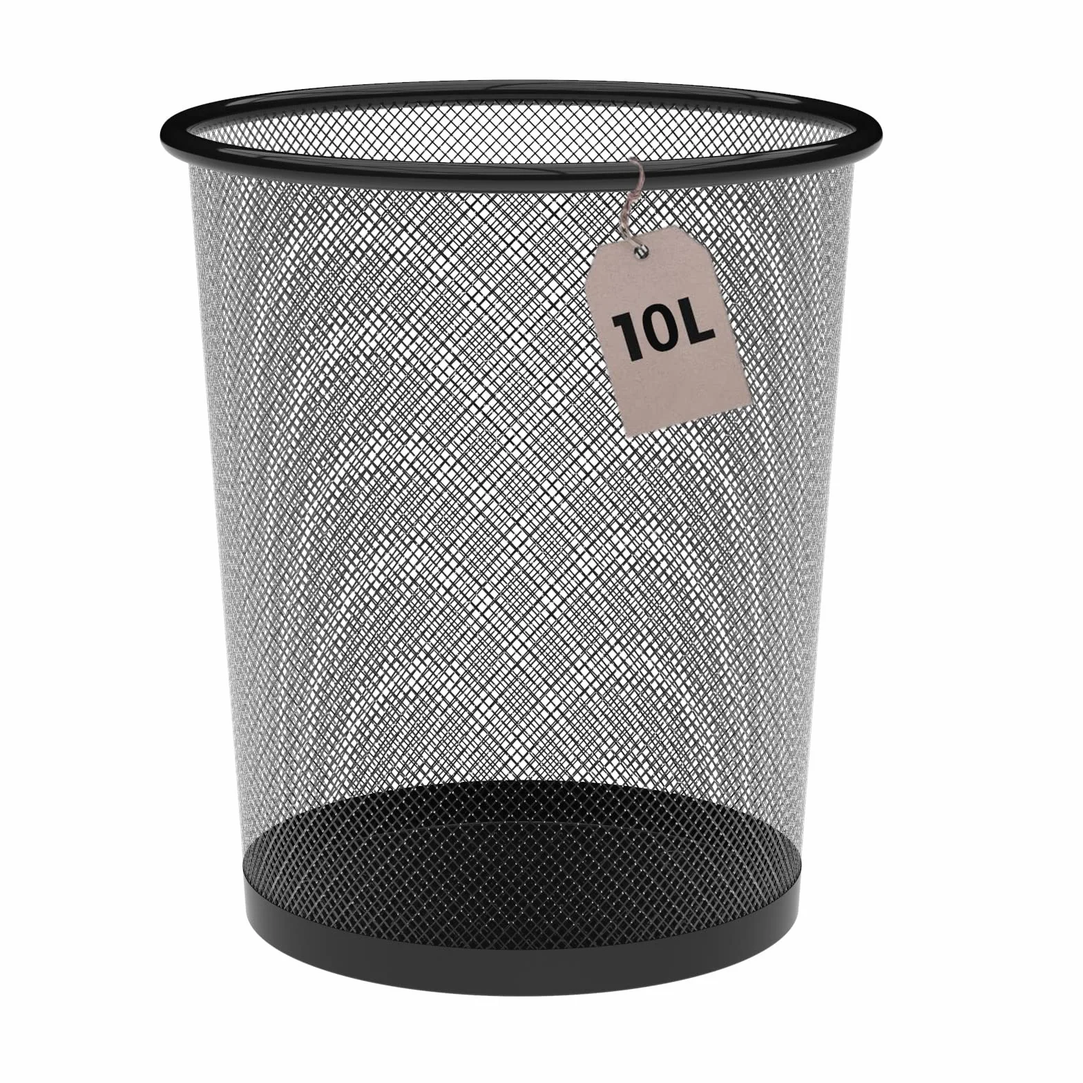 Kosz na śmieci z siatki metalowej 10 litrów czarny Ø23,5 x 27 cm, kosz na śmieci do łazienki, kuchni, organizera na biurko, biuro, recykling