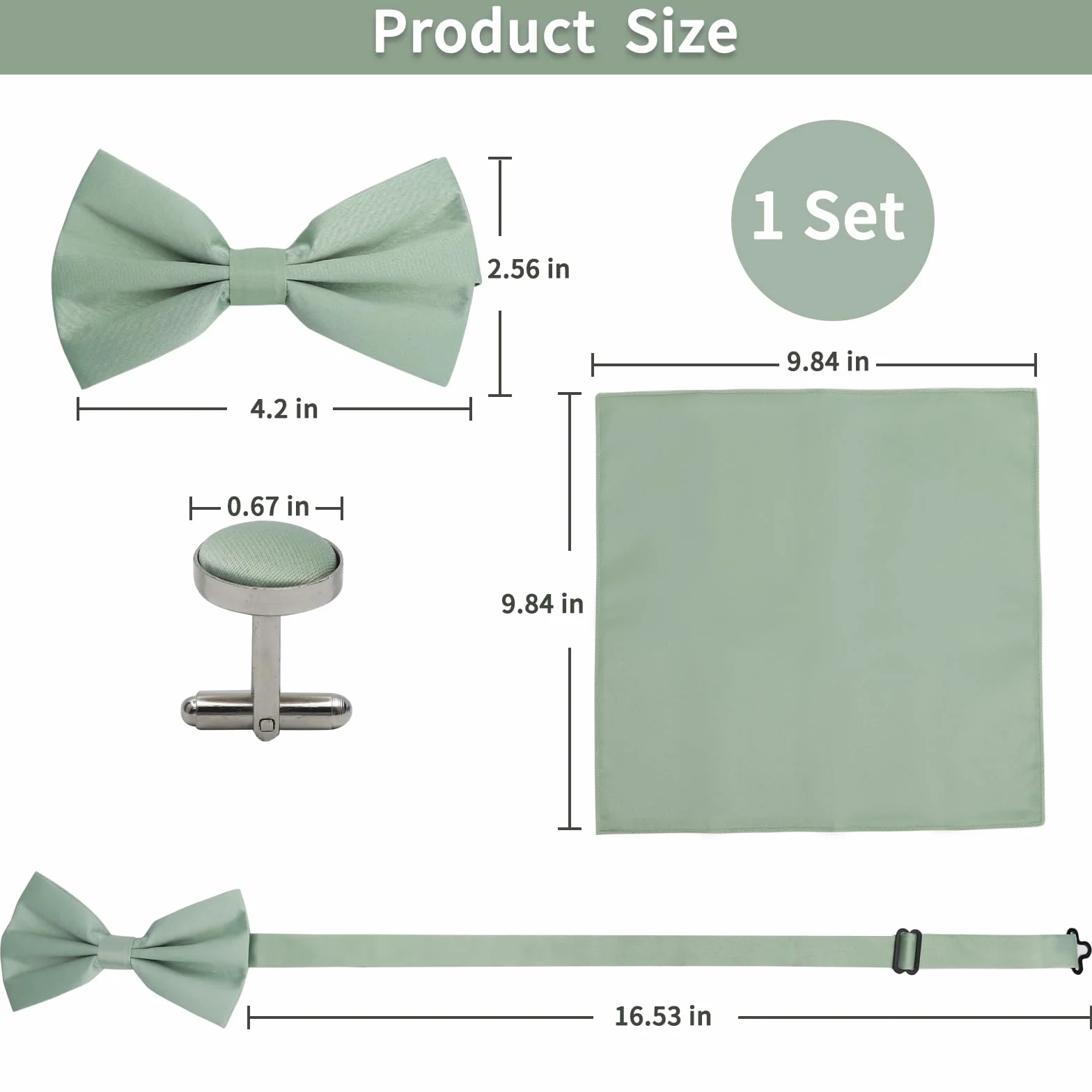 VOSSOT Zestaw Papillon Męski Zielony, Elegancki z Papillonem Zielonym, Papillony dla Mężczyzn z Pochette i 2 Spinkami Akcesoria do Ślubu Krawat Zielony, Strój na Uroczystość