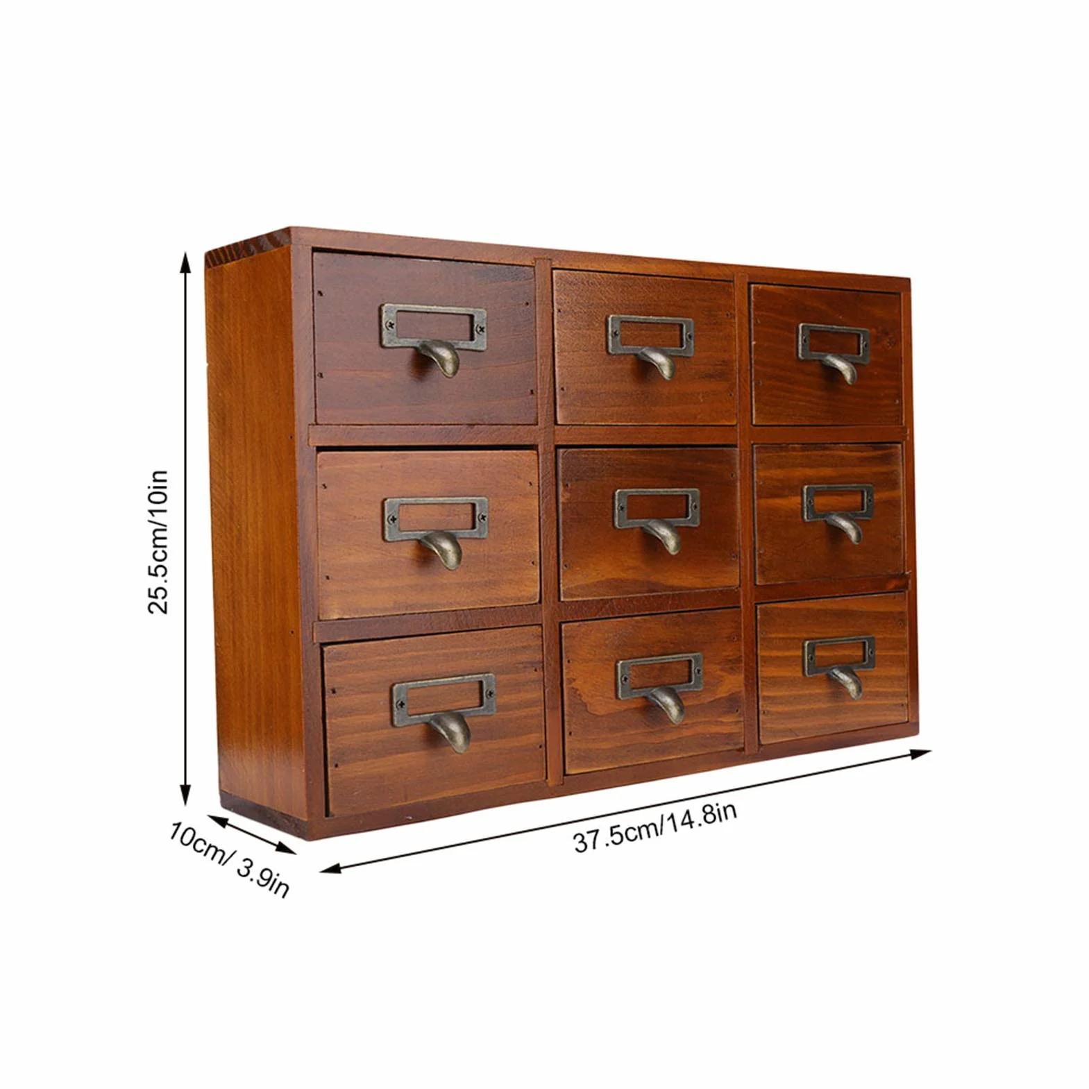 Fockety Drewniany organizer na biurko w stylu vintage z 9 szufladami, szafka aptekarska, komody i szafki aptekarza, pudełko do przechowywania ziół, meble w stylu vintage - niebieski, na
