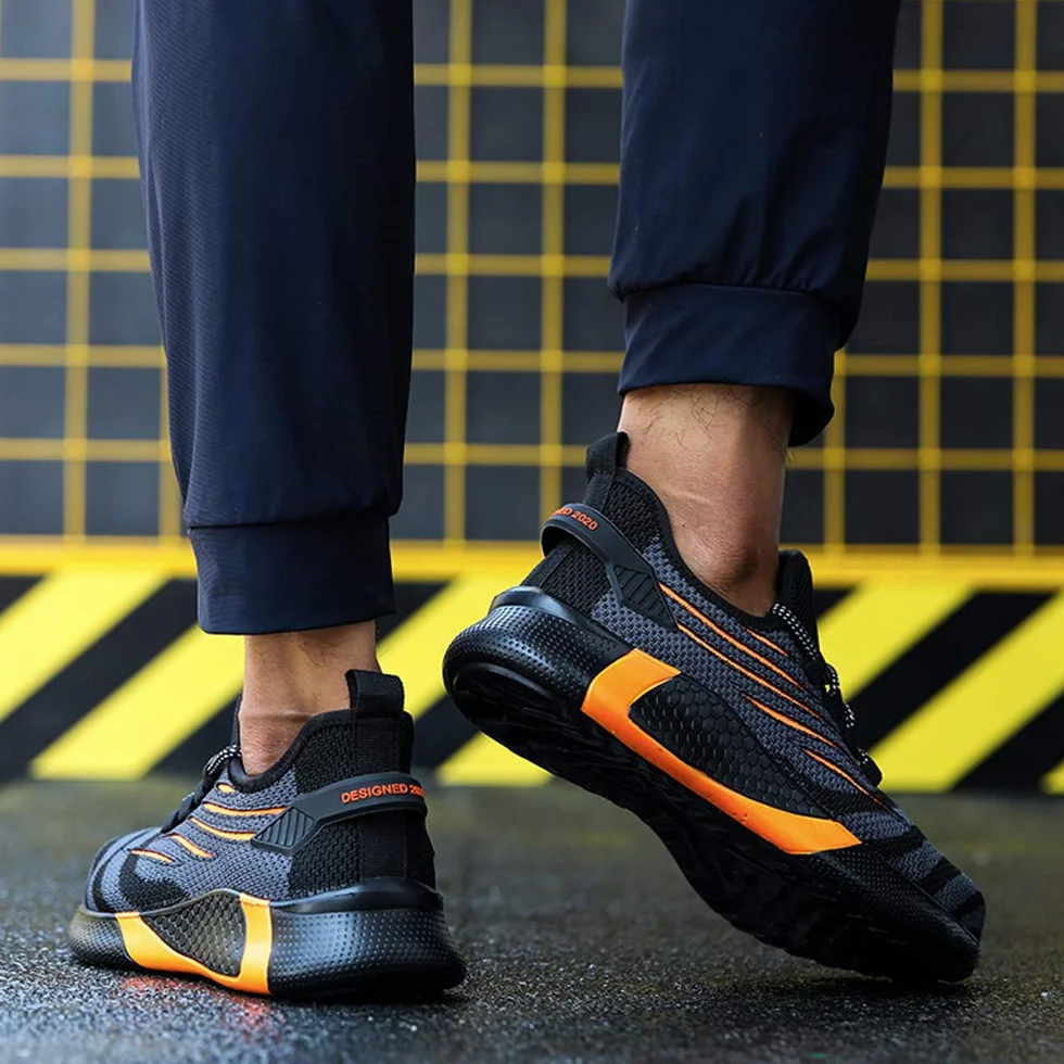 Obuwie ochronne dla mężczyzn i kobiet, lekkie sportowe buty ochronne, stalowy nosek, sneakersy