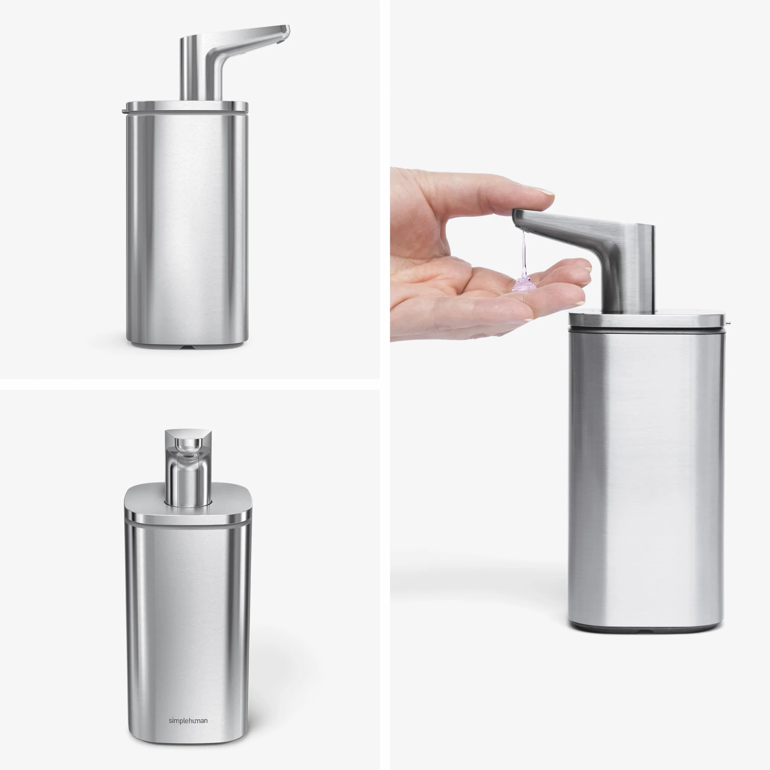 Simplehuman KT1183 dozownik mydła ze szczotkowanej stali nierdzewnej 295 ml srebrny