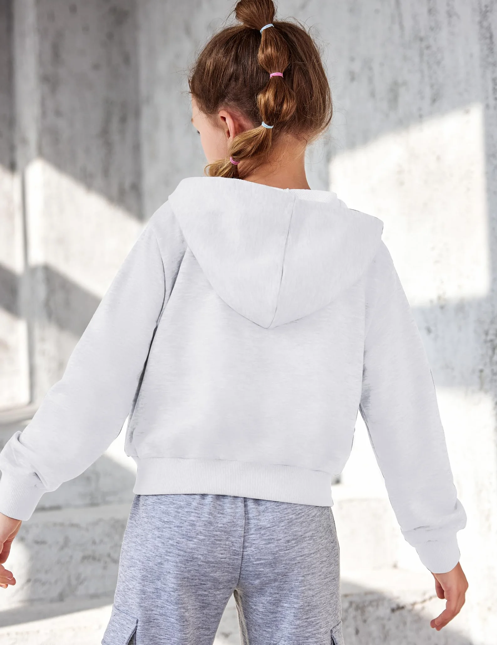 Arshiner Dziewczęca bluza z kapturem, krótka, z zamkiem błyskawicznym, dziecięca bluza z długim rękawem, modny sweter na jesień, zimę, czas wolny, koszulka z długim rękawem dla dziewczynek 5-14