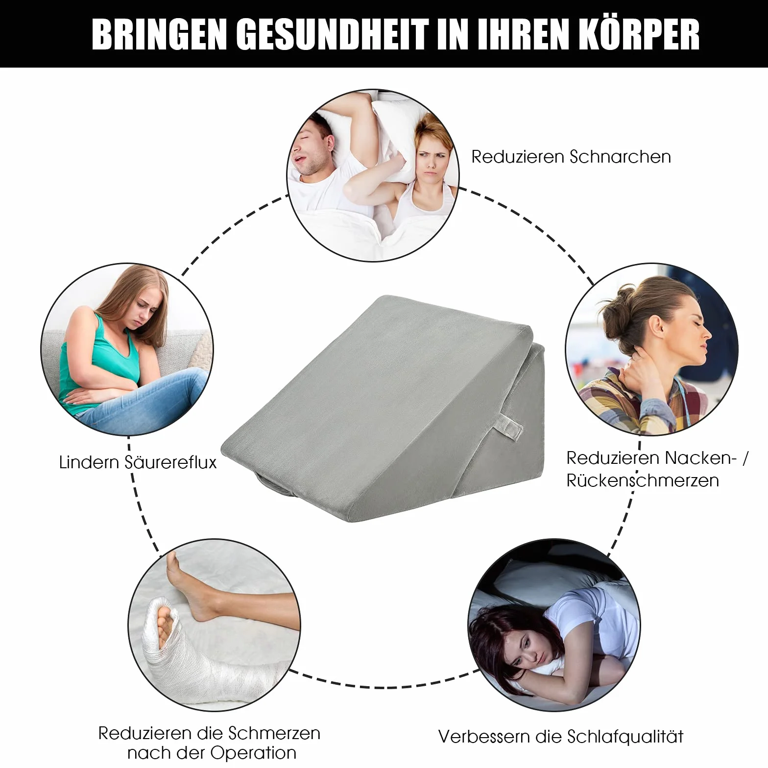 COSTWAY Poduszka klinowa z pianki memory, ergonomiczna, do czytania i pod plecy, pokrowiec zmywalny