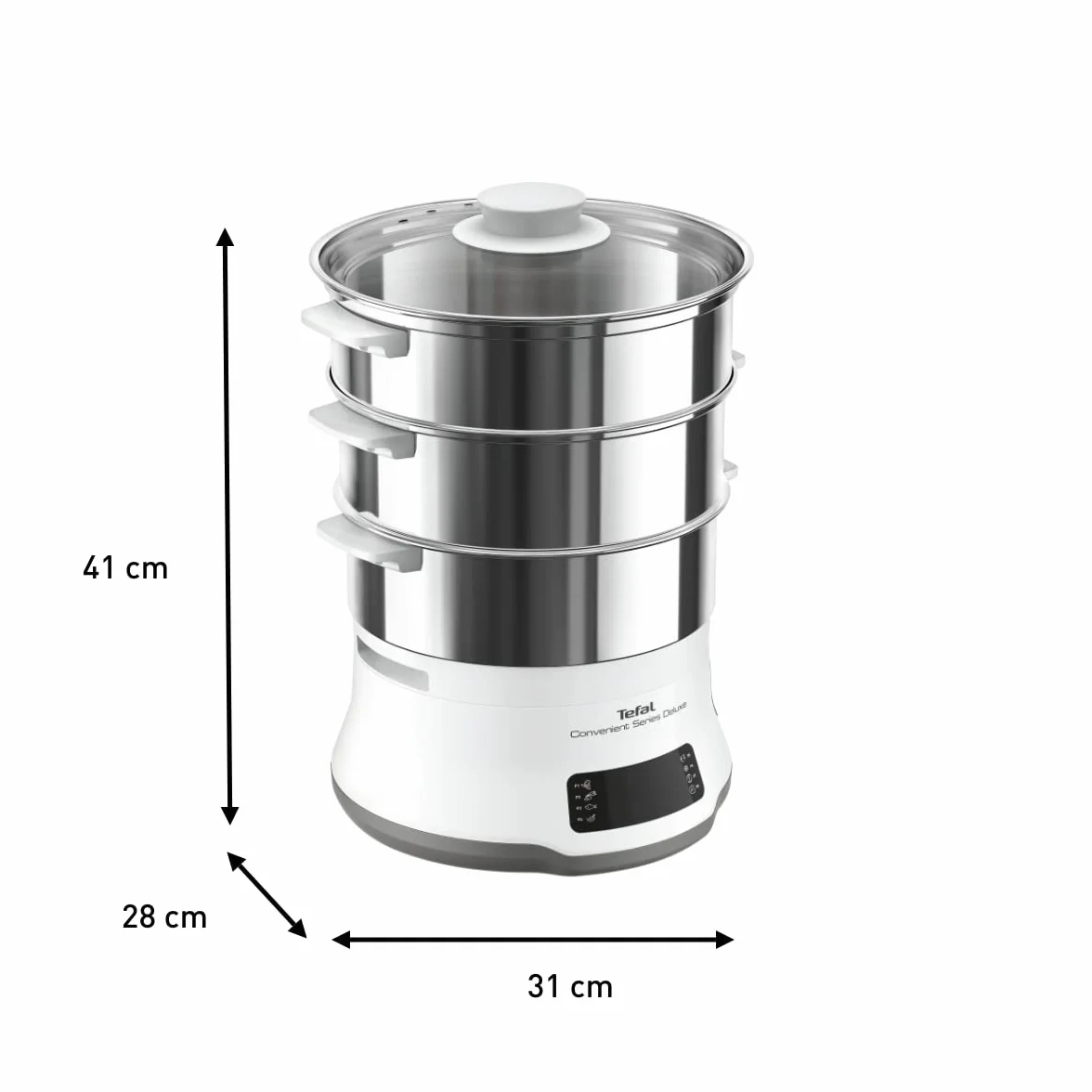 Tefal VC502D Series Deluxe Parowar 3-poziomowy, 8 programów, stal nierdzewna, srebrny
