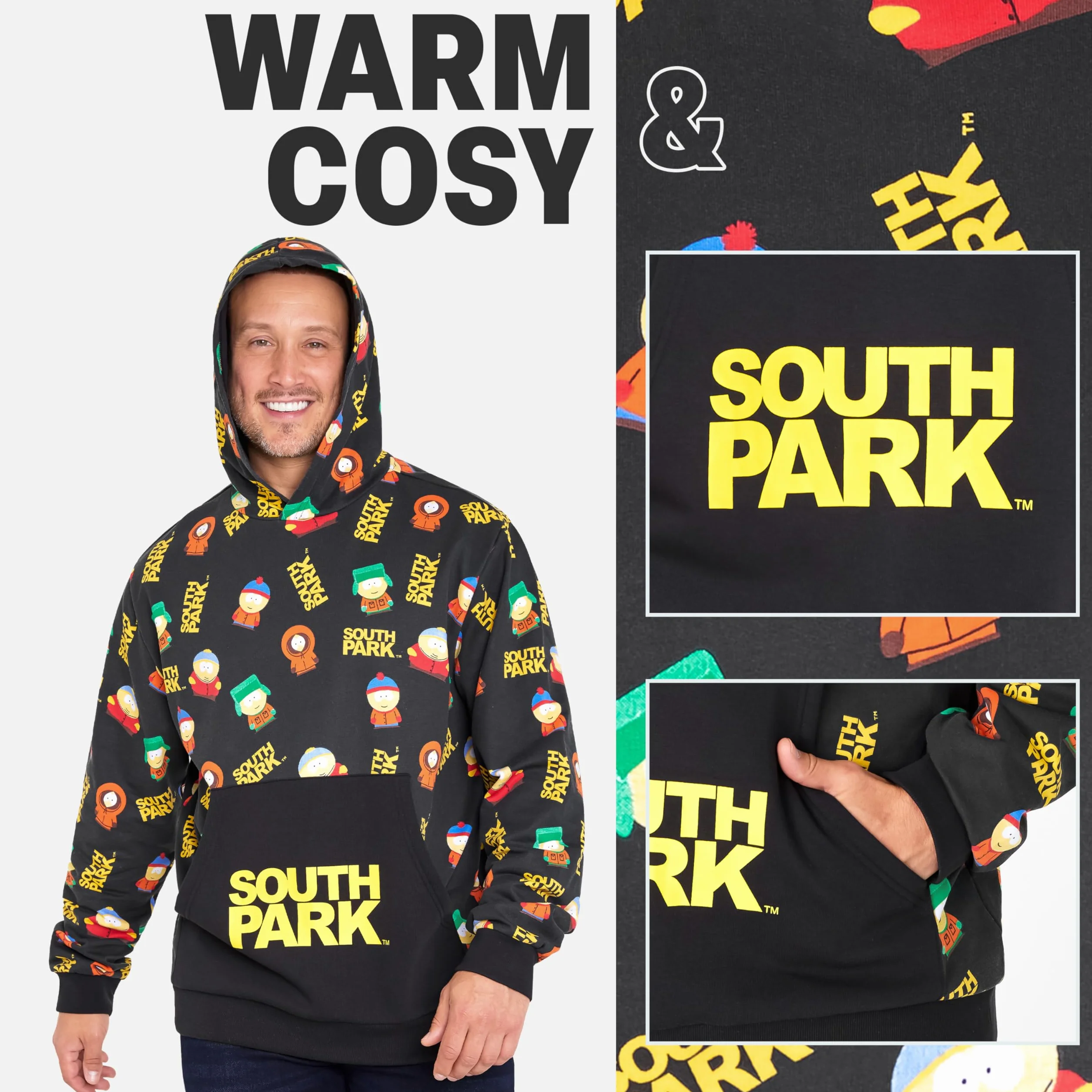 South Park Męska bluza z kapturem, wygodna stylowa bluza z kapturem - zabawne prezenty dla niego