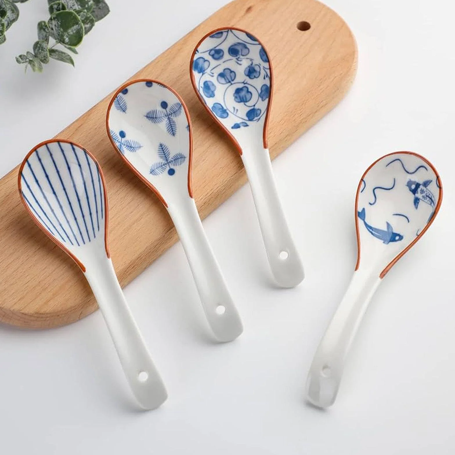 4 sztuki łyżek do zupy w stylu retro, łyżki ceramiczne, łyżki do ramen, trwałe naczynia stołowe, akcesoria kuchenne.