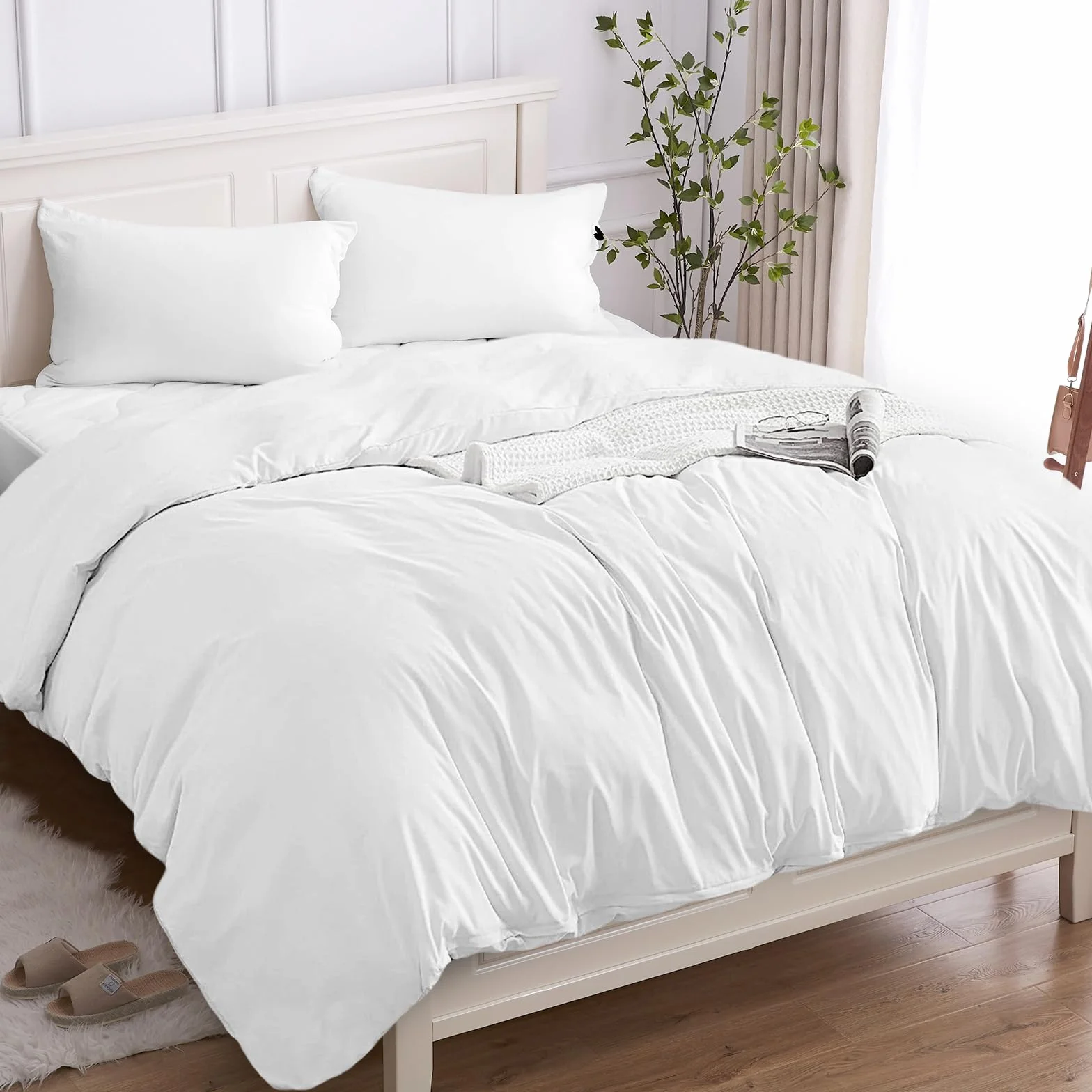 Cotopuro Poszwa na kołdrę 100% bawełna 240x220 2 poszewki 50x80 OEKO-TEX Premium 150 g/m² biały
