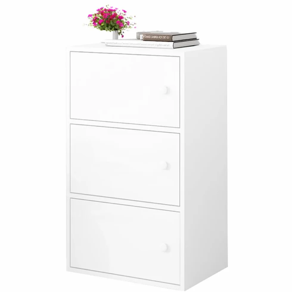 Komoda Szafka Biała Skandynawski Loft Retro 3 Półki 40x30x78 cm