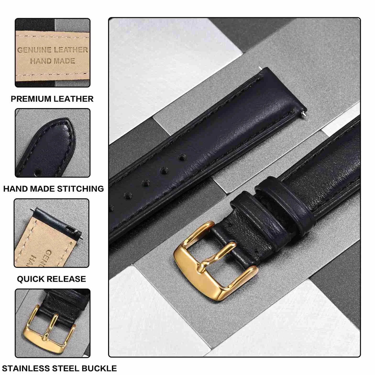 Anbeer Pasek do zegarka retro, szybkie zapięcie, skórzane paski do zegarków Crazy Horse, dla mężczyzn i kobiet, szerokość paska – 18 mm, 20 mm, 22 mm, 16 mm, 19 mm, 24 mm