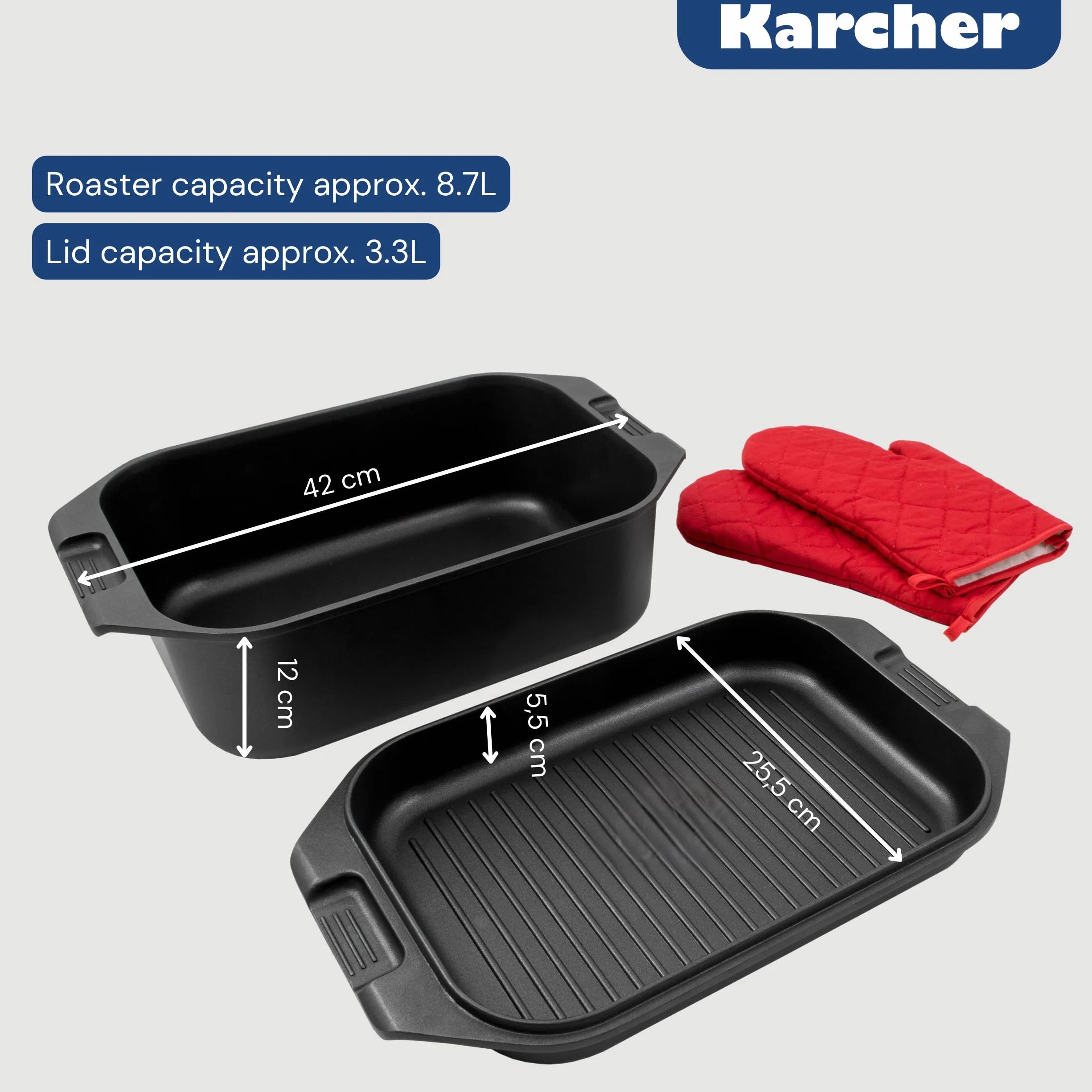 Karcher Indukcyjna brytfanna z pokrywką 2 w 1 8,7 litra odlew aluminiowy