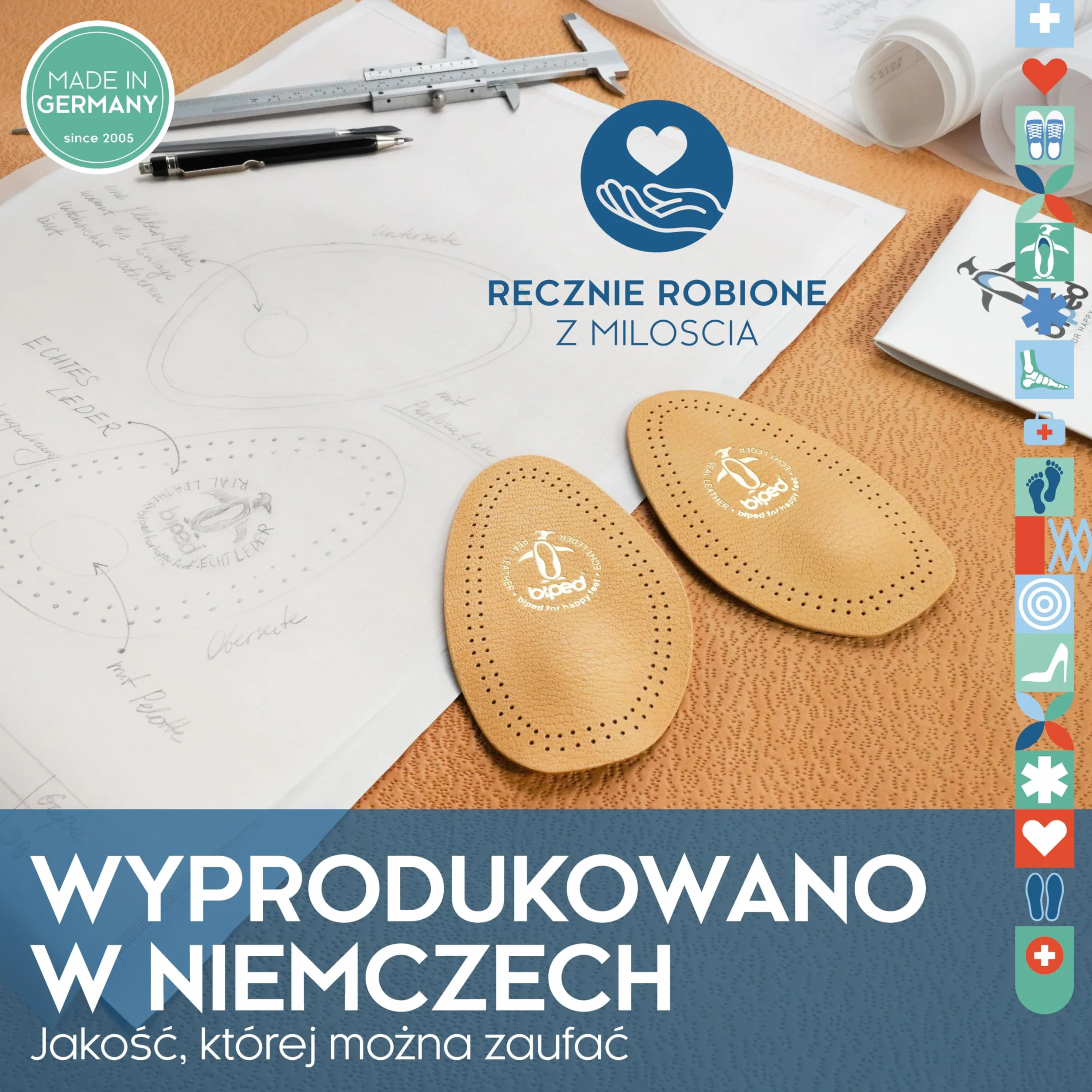 biped skórzana półwkładka z pelotą – wsparcie przodostopia przy płaskostopiu poprzecznym – skórzane wkładki damskie – samoprzylepna poduszka pod przodostopie z1783(37-38)