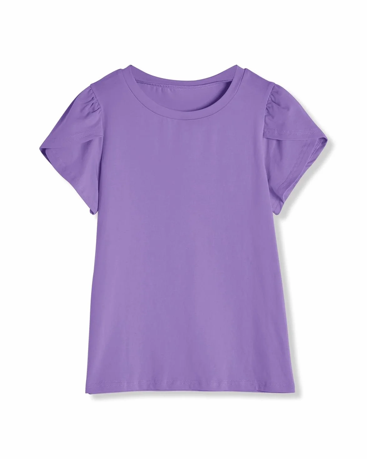 Haloumoning Dziewczęce t-shirty letnie topy z krótkim rękawem Casual T-shirt z okrągłym dekoltem Śliczne gładkie topy