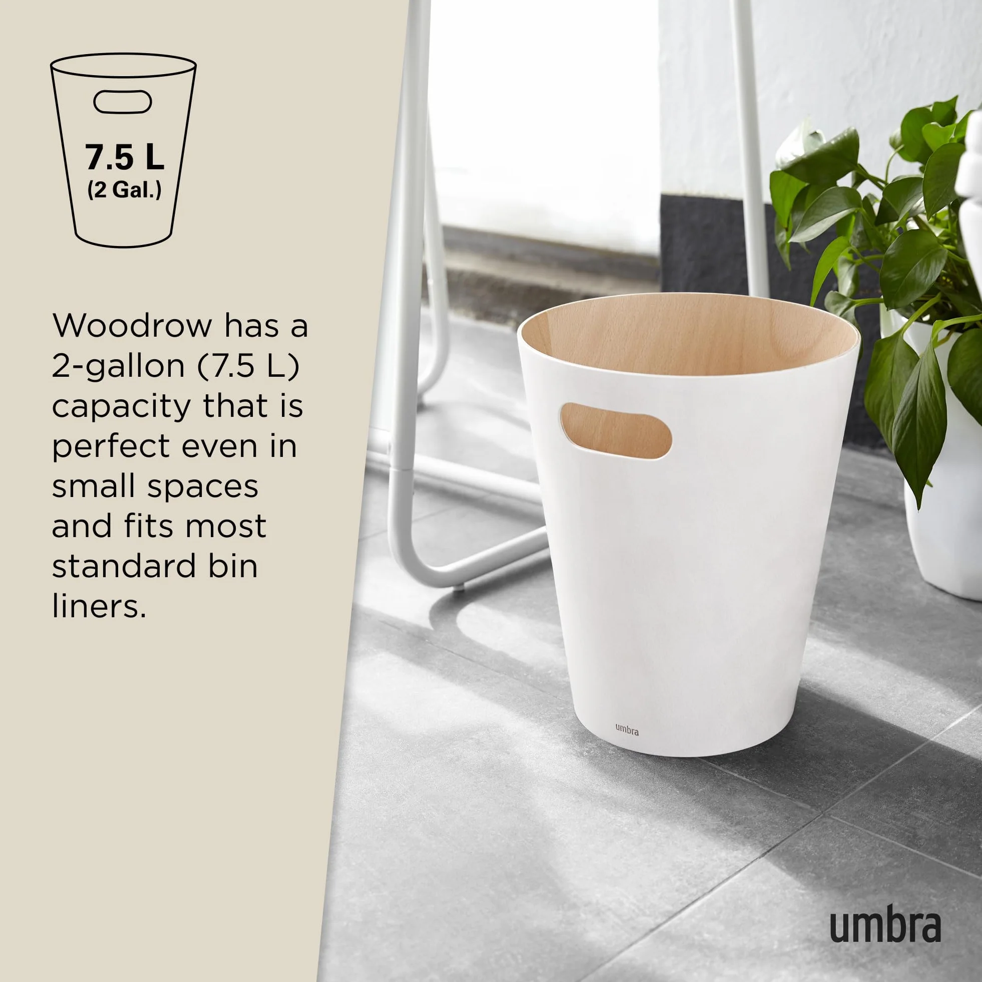 Umbra Woodrow Kosz na Śmieci Beżowy
